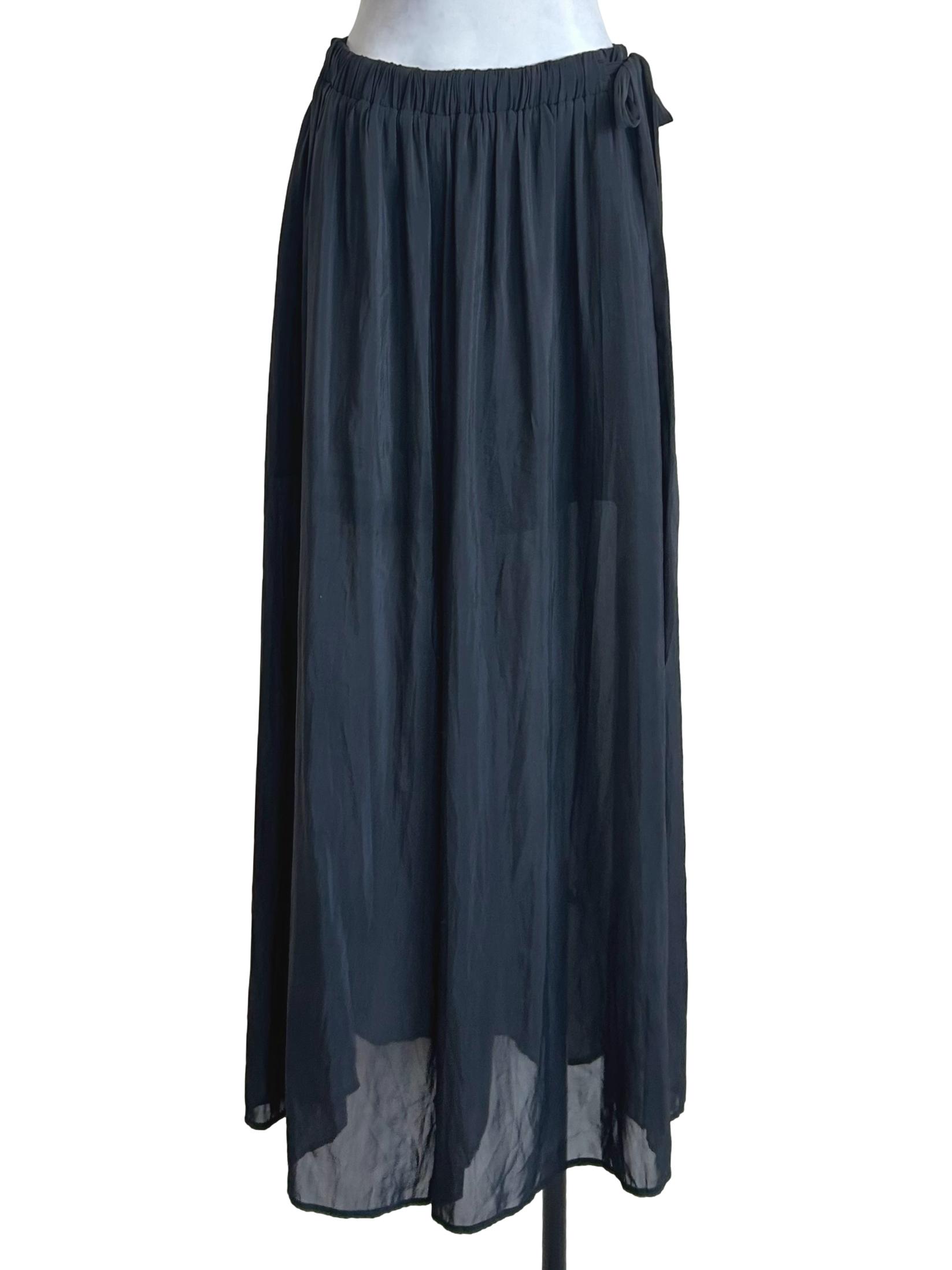 Black Semi Sheer Wide Trousers