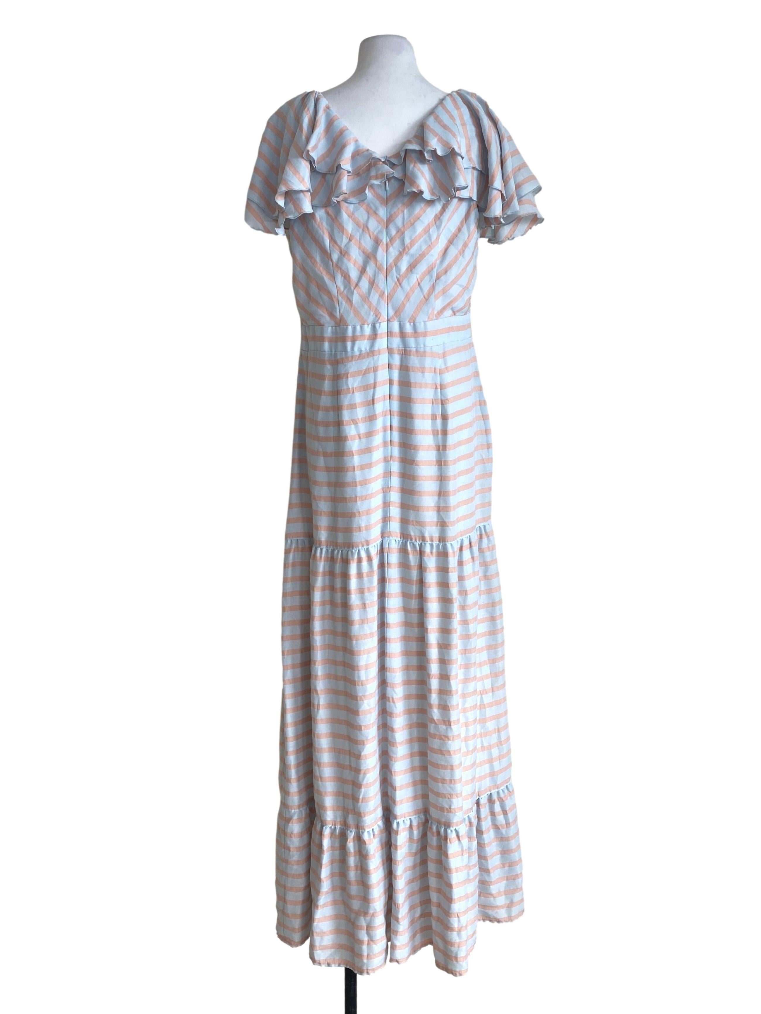 Baby Blue And Peach Stripes Nora Dress