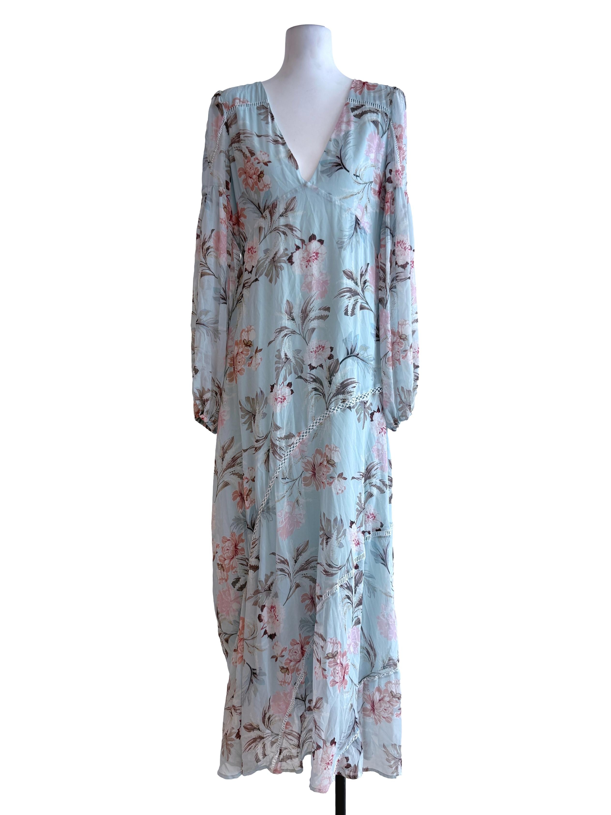 Light Blue Floral Maxi Dress