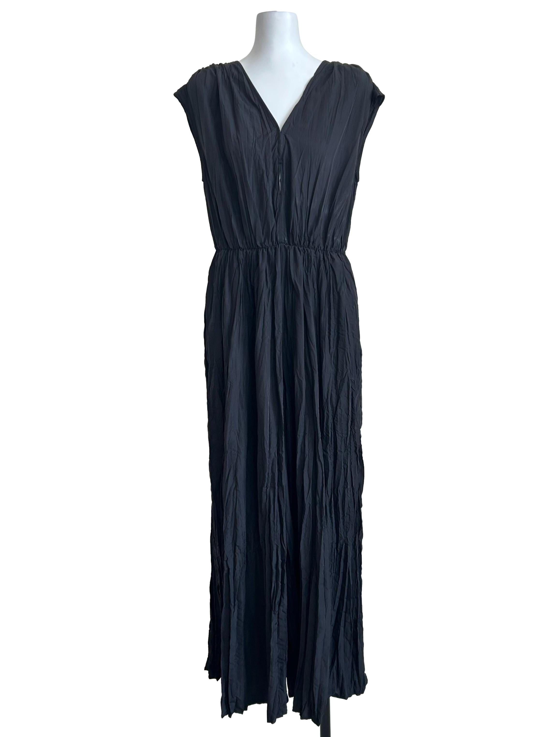 Black Vince Crinkle Pleat Jumpsuit