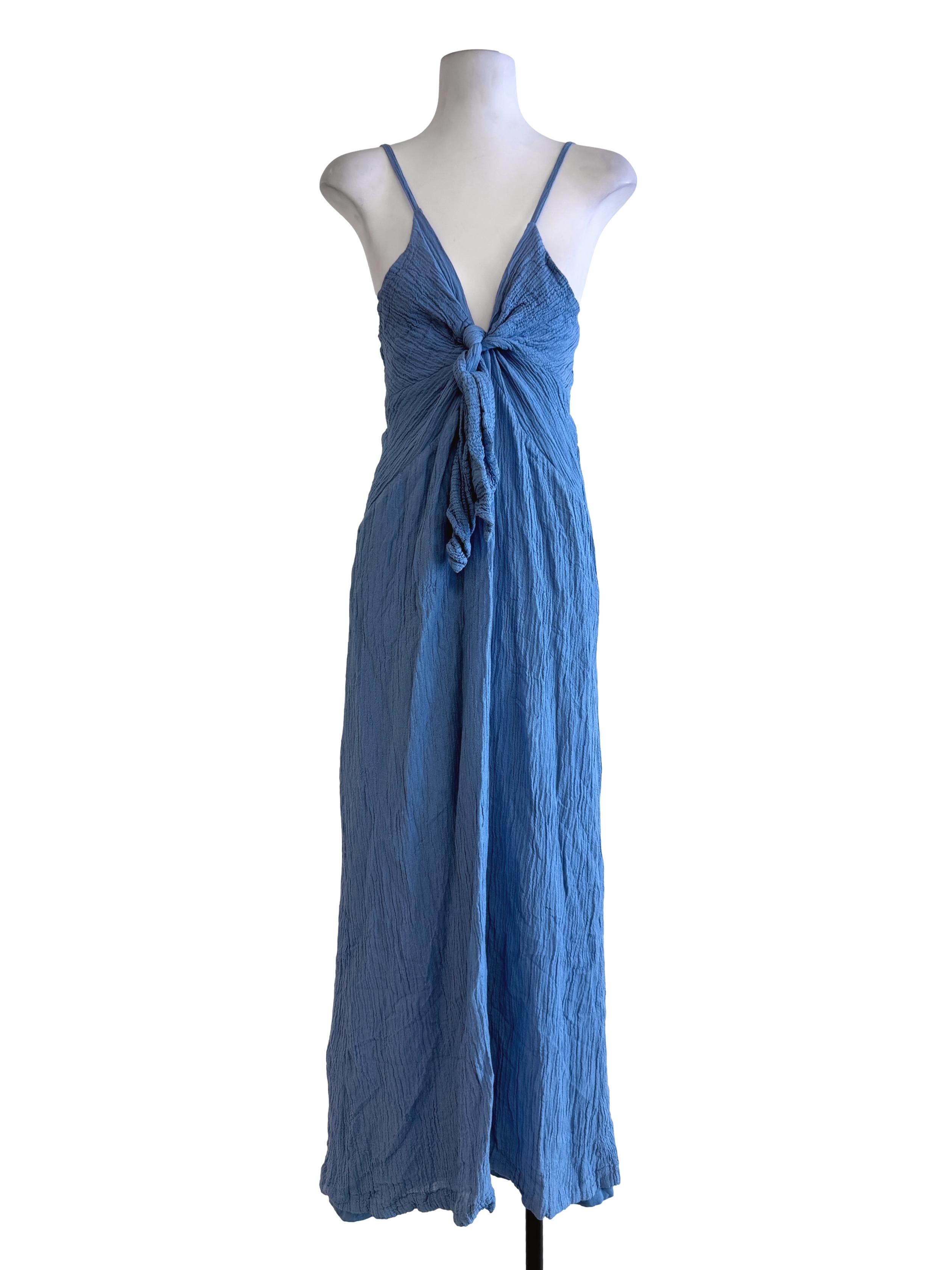 Light Blue Plain Straps Fitted Dress
