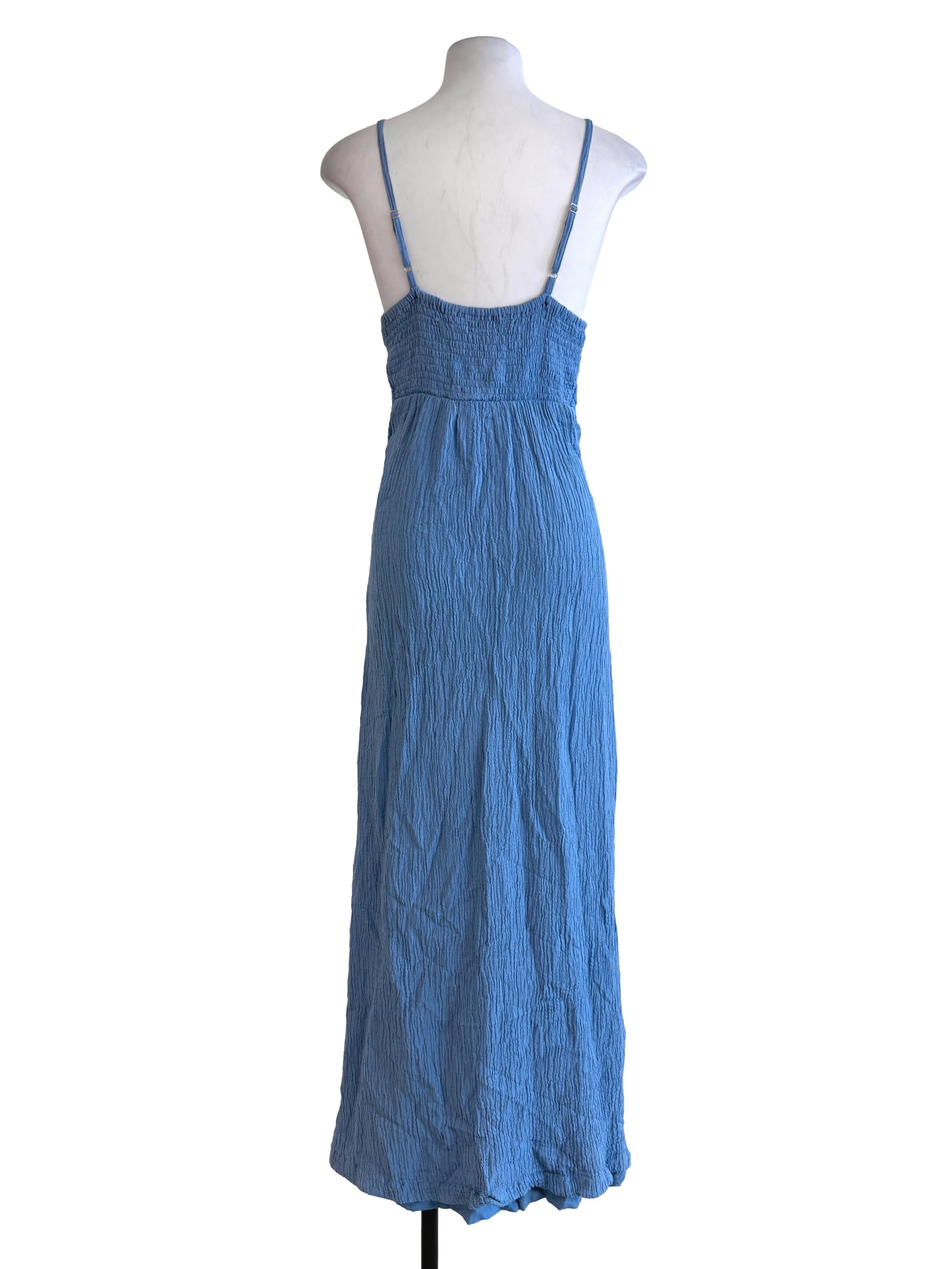 Light Blue Plain Straps Fitted Dress