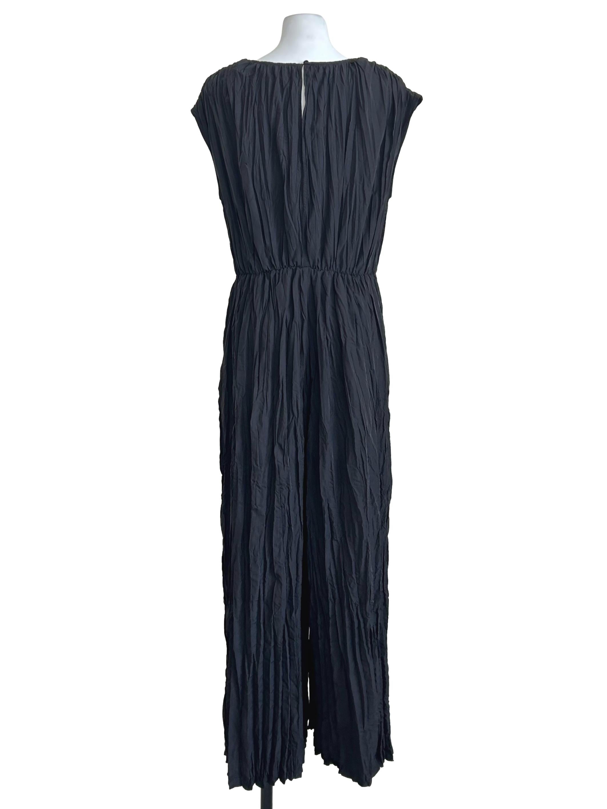 Black Vince Crinkle Pleat Jumpsuit