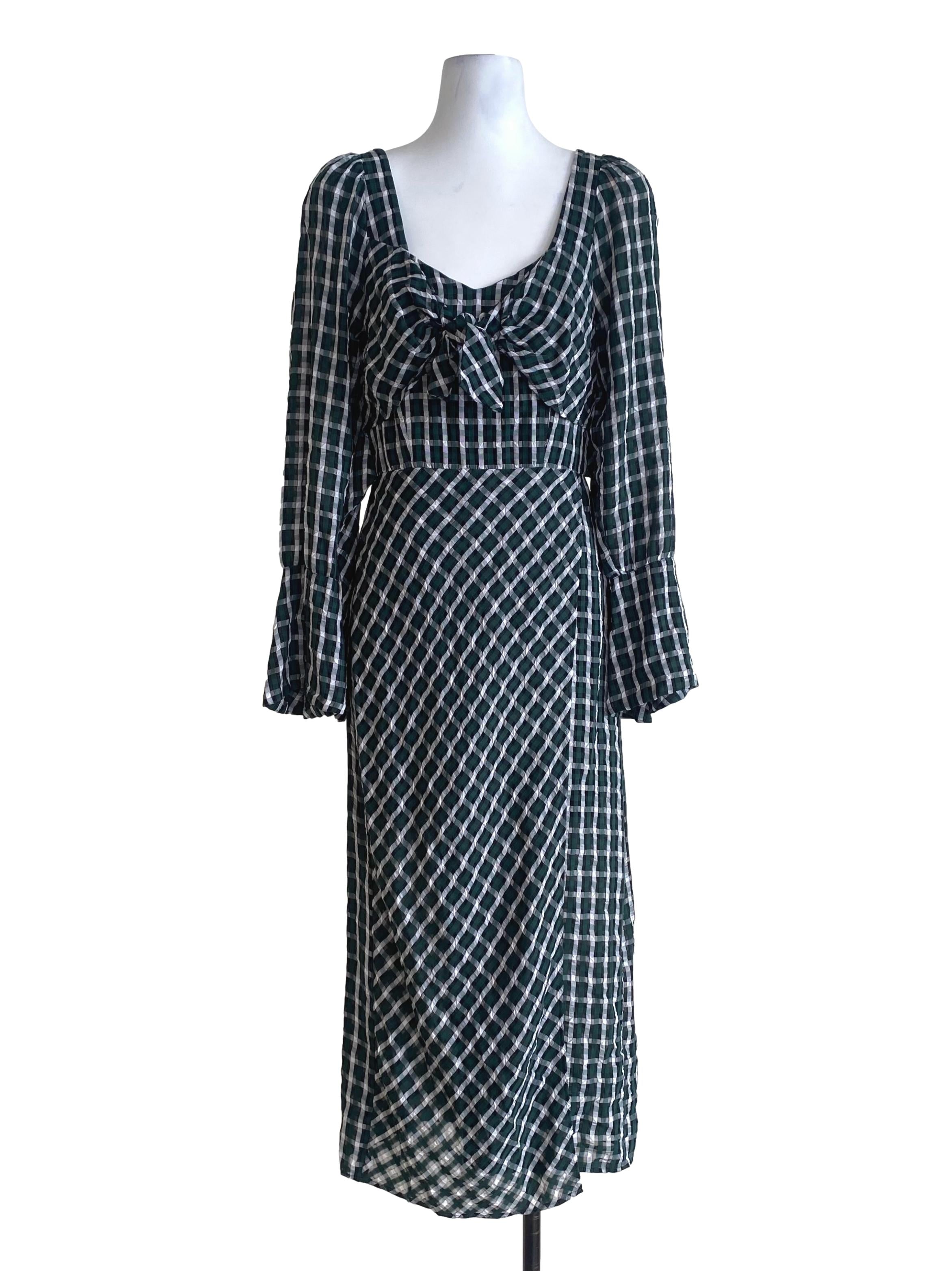 Emerald Green Flannel Pattern Dress