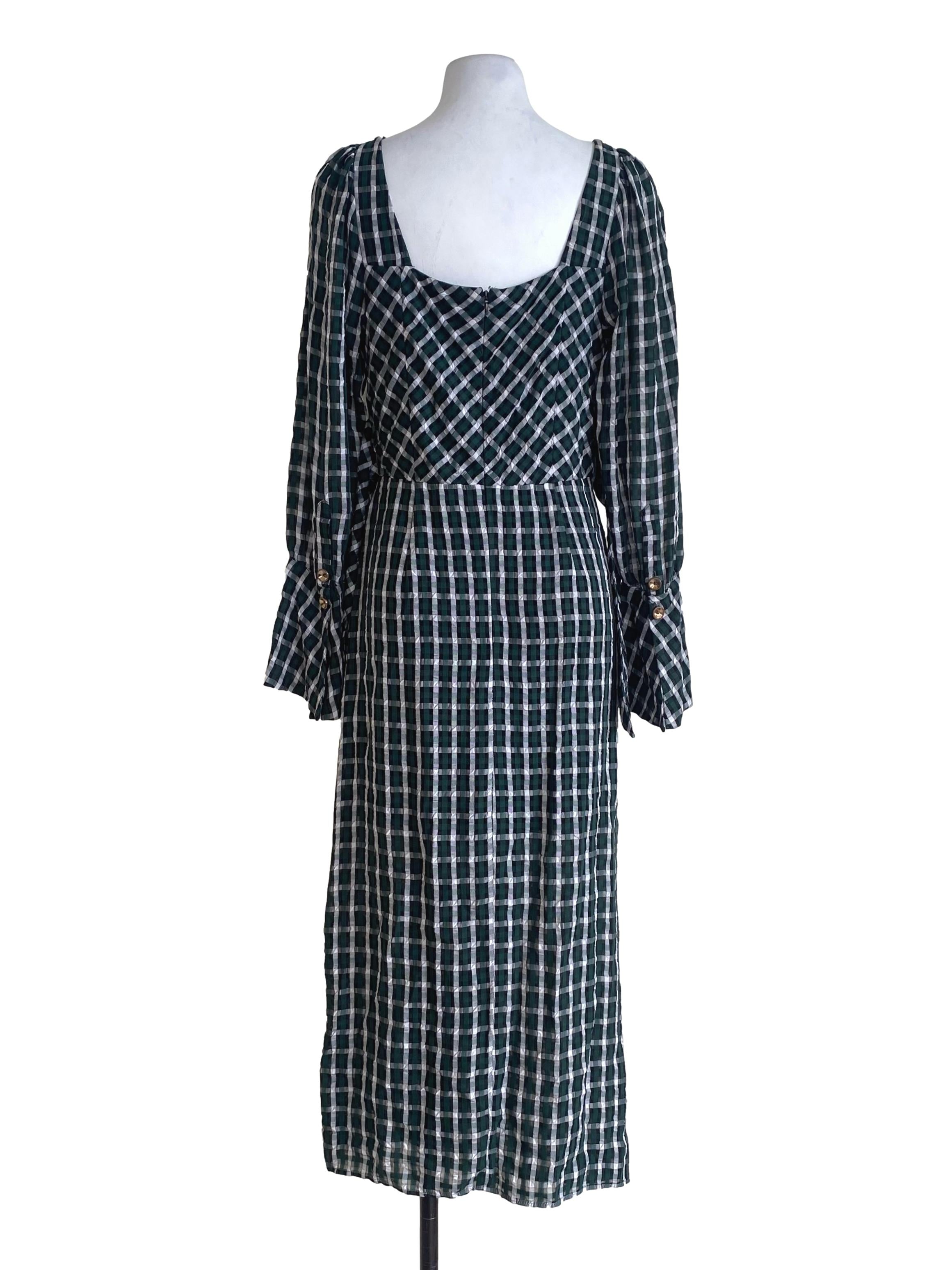 Emerald Green Flannel Pattern Dress