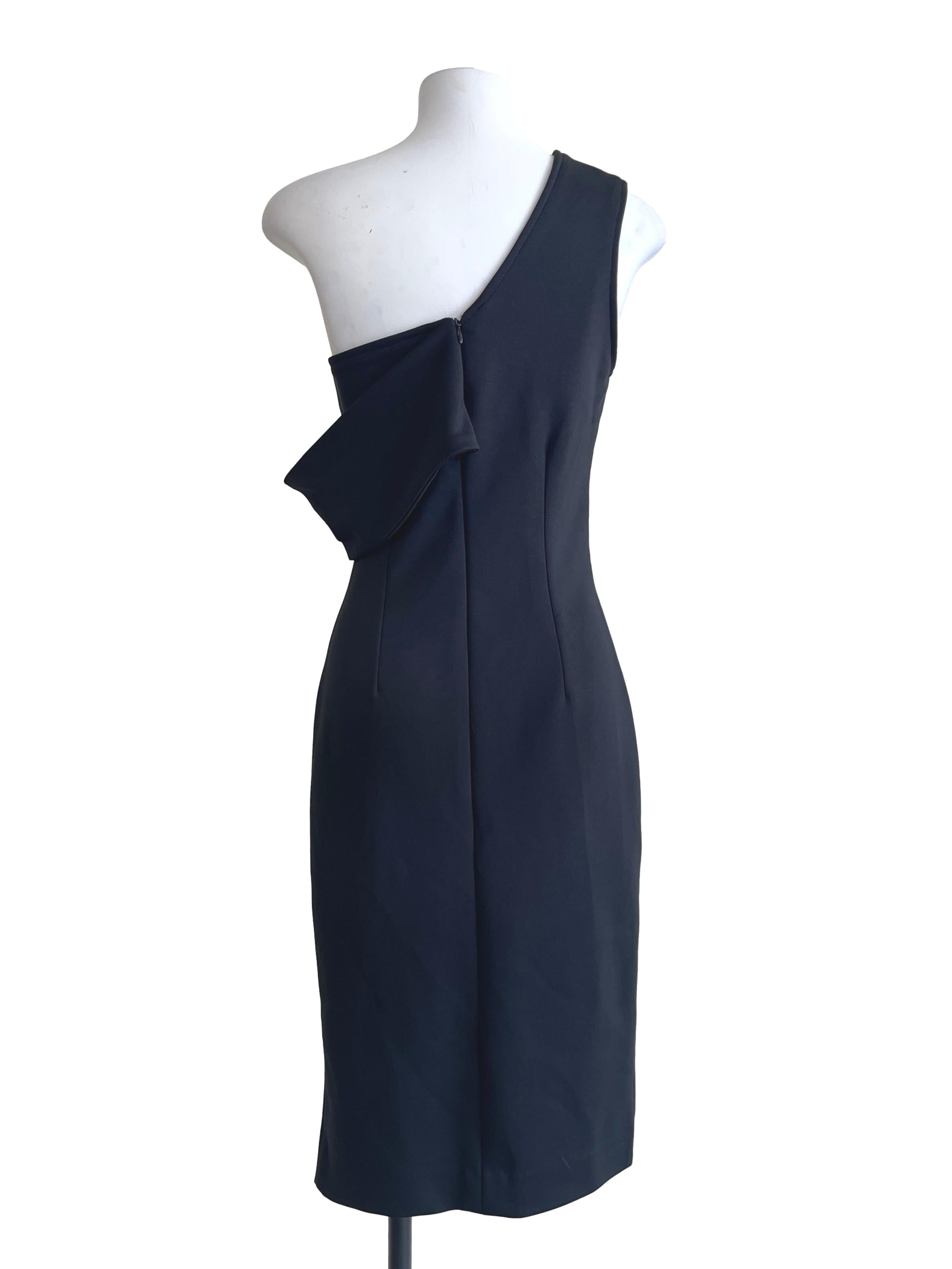 Jet Black Asymmetrical Slip Dress