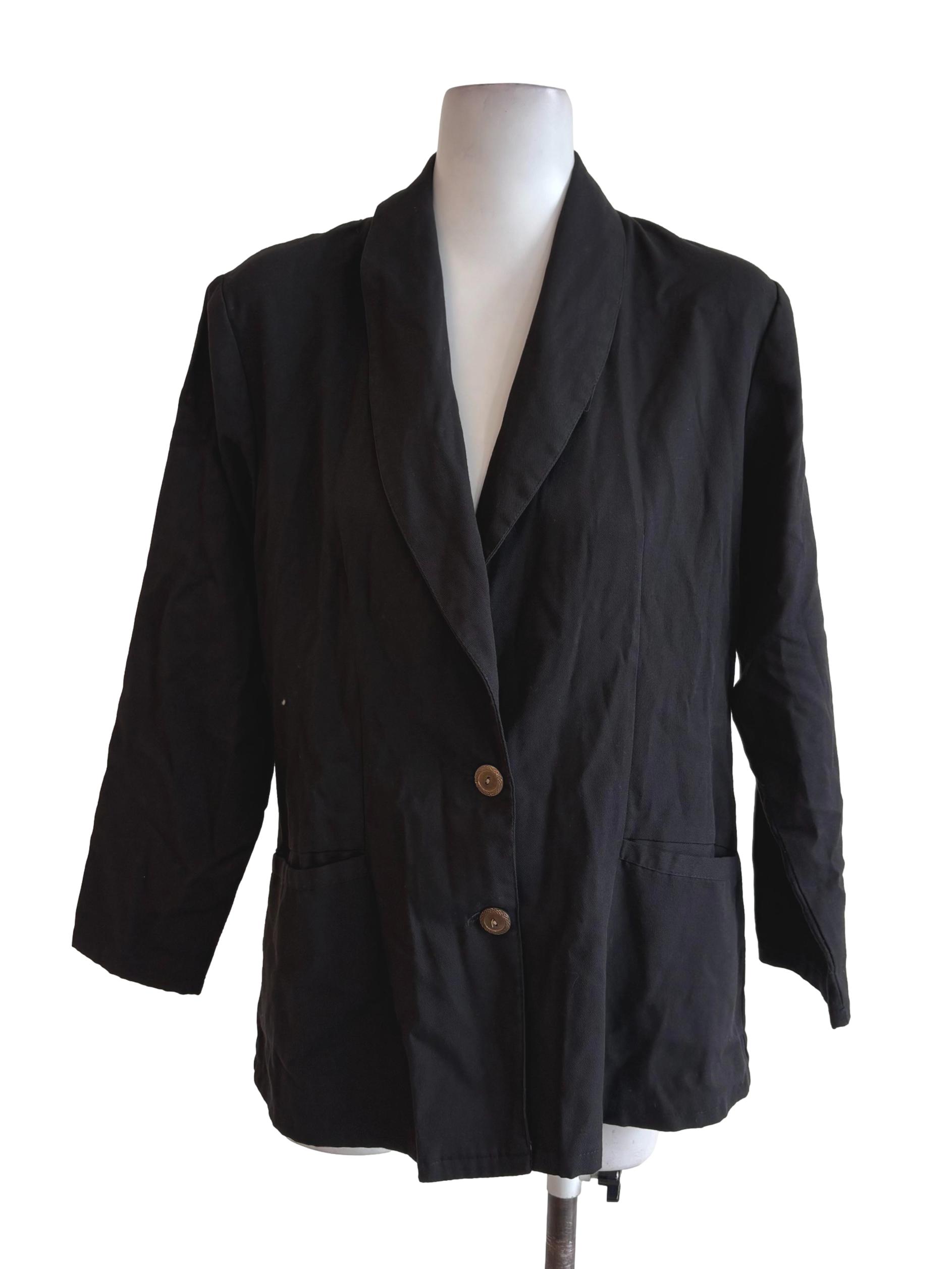 Black Single Breasted Round Collar Blazer
