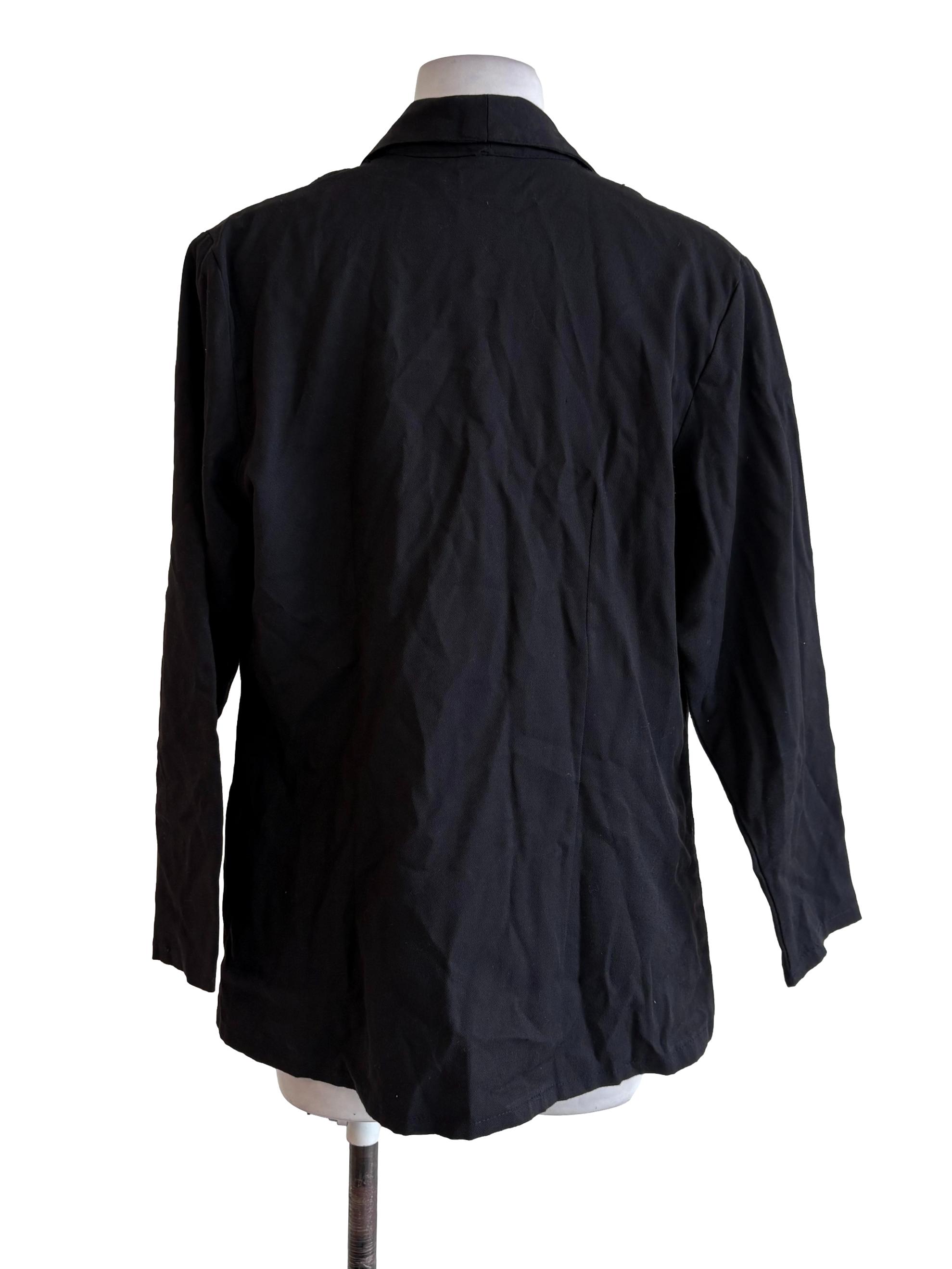 Black Single Breasted Round Collar Blazer