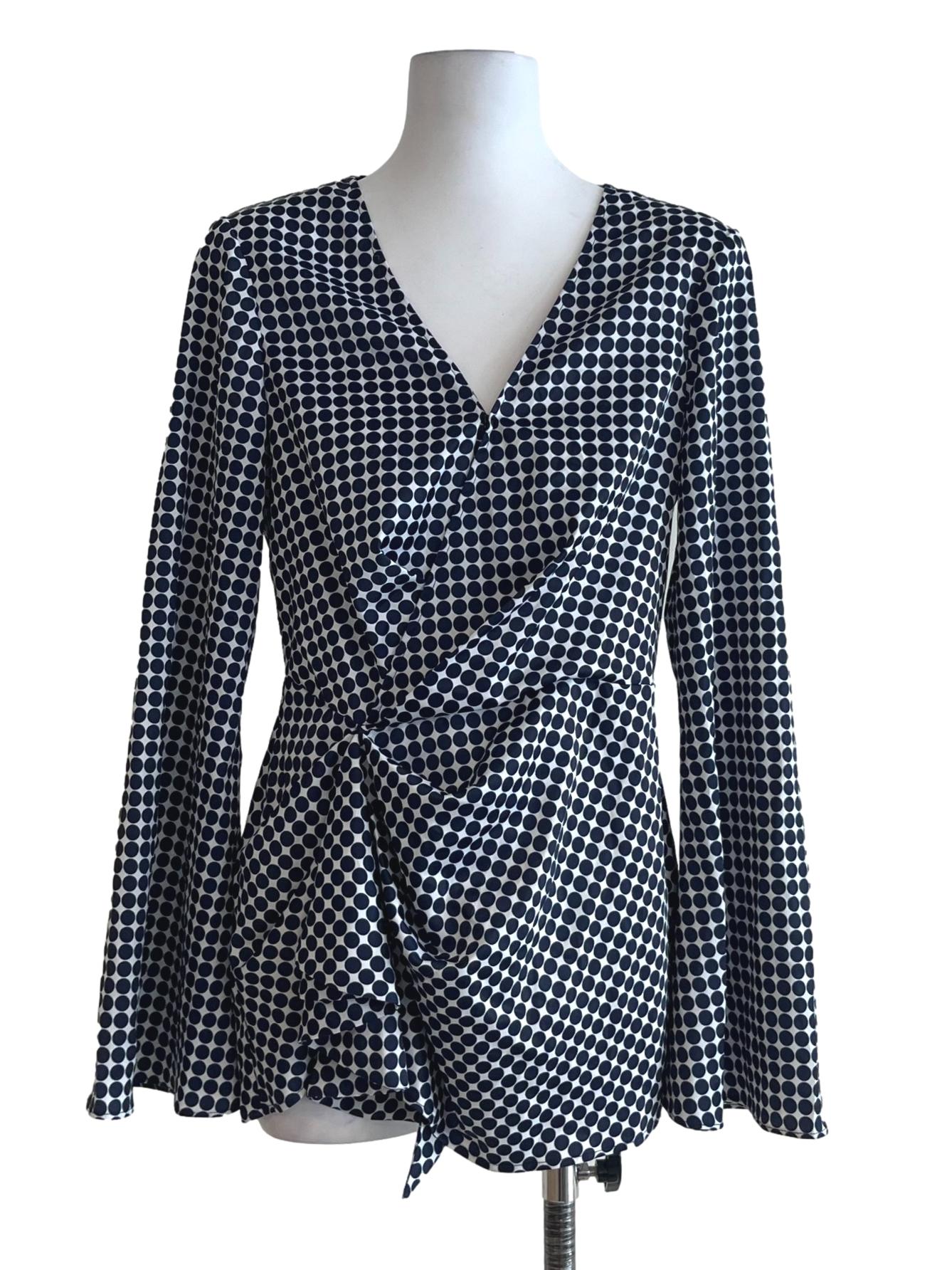 Navy Blue V-Neckline Blouse