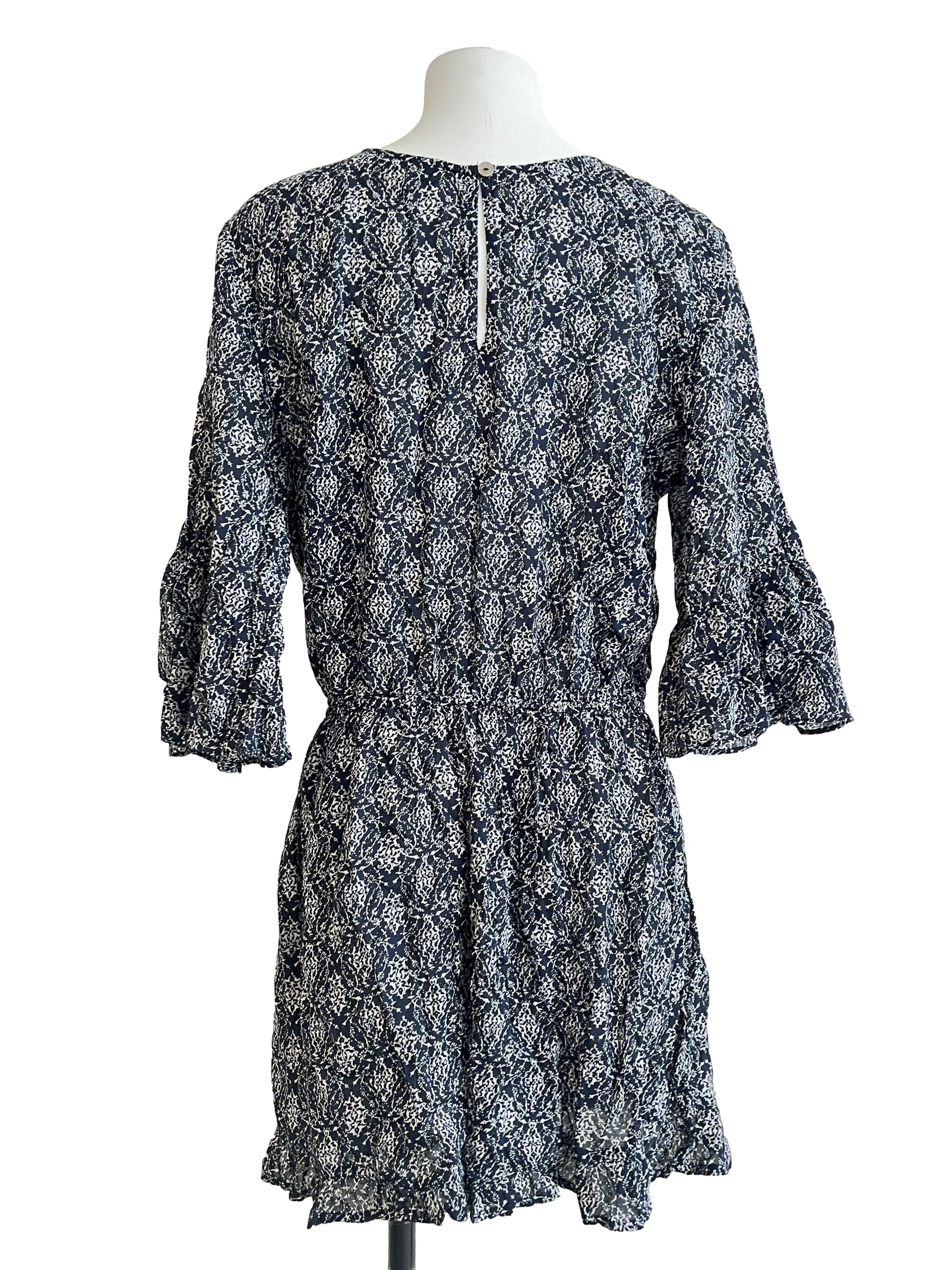 Dark Blue V-Neck A-Line Dres