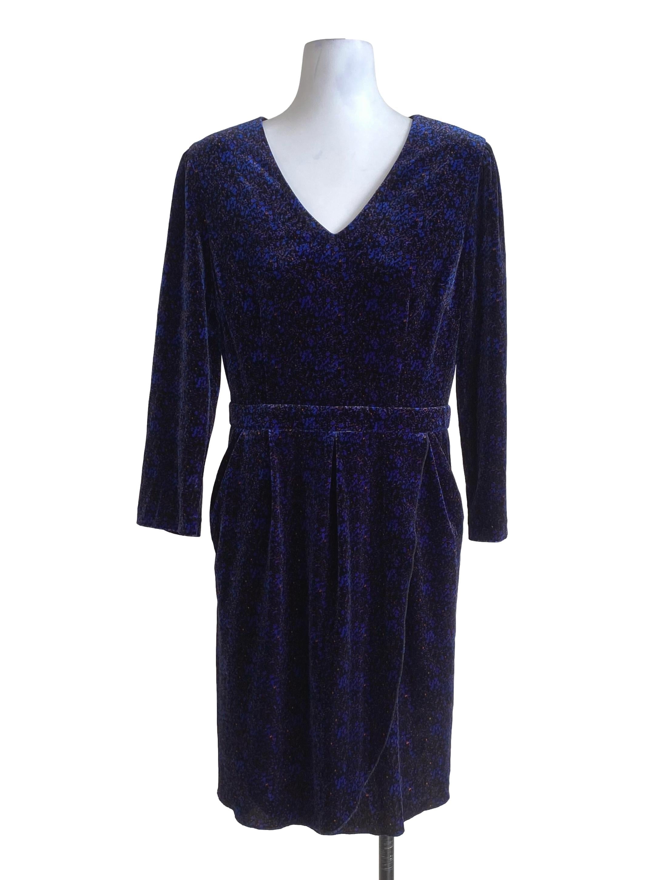 Indigo Blue Multicolor Pattern Drop Waist Dress