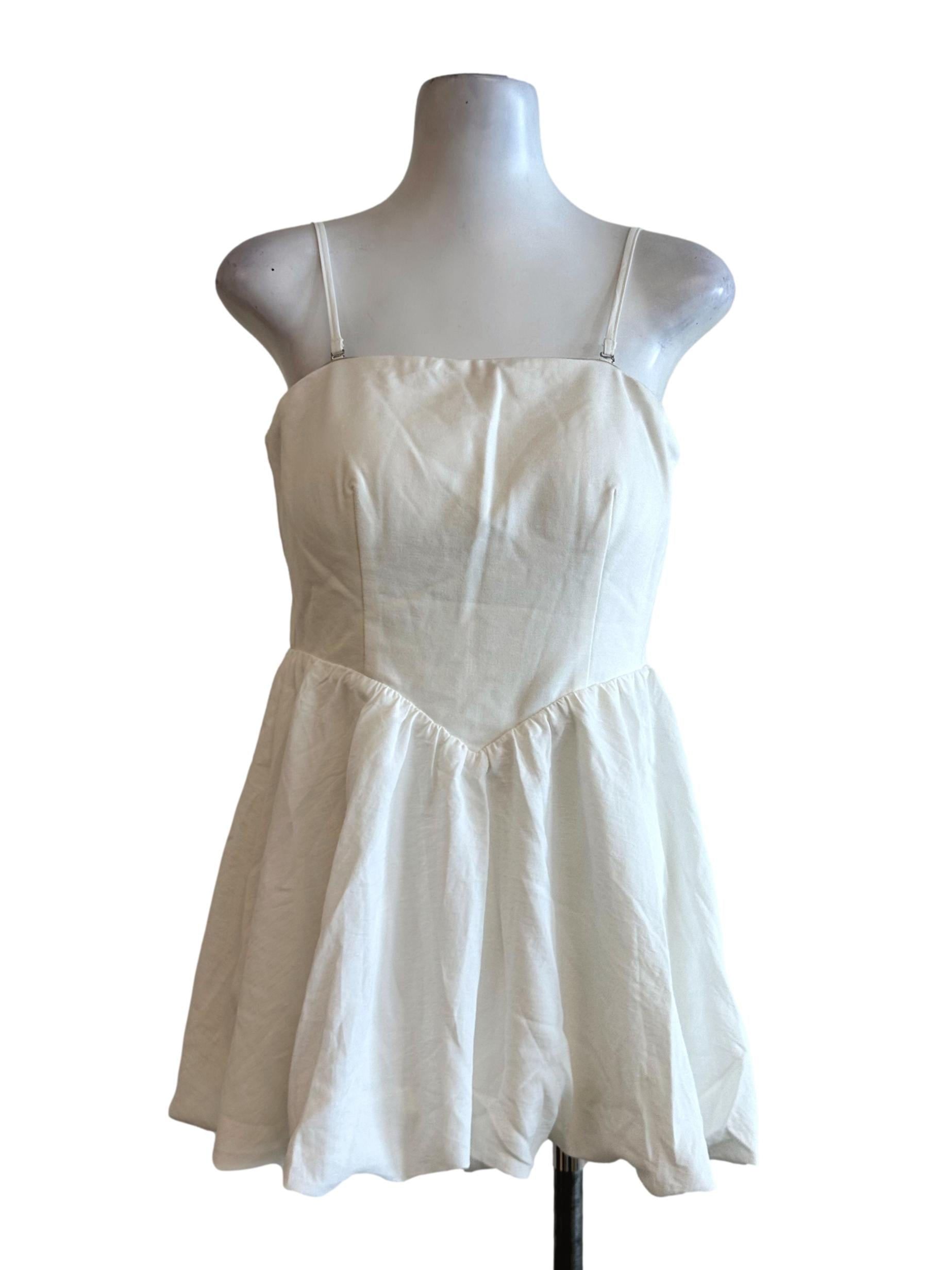 Daisy White Padded Sleeveless Romper