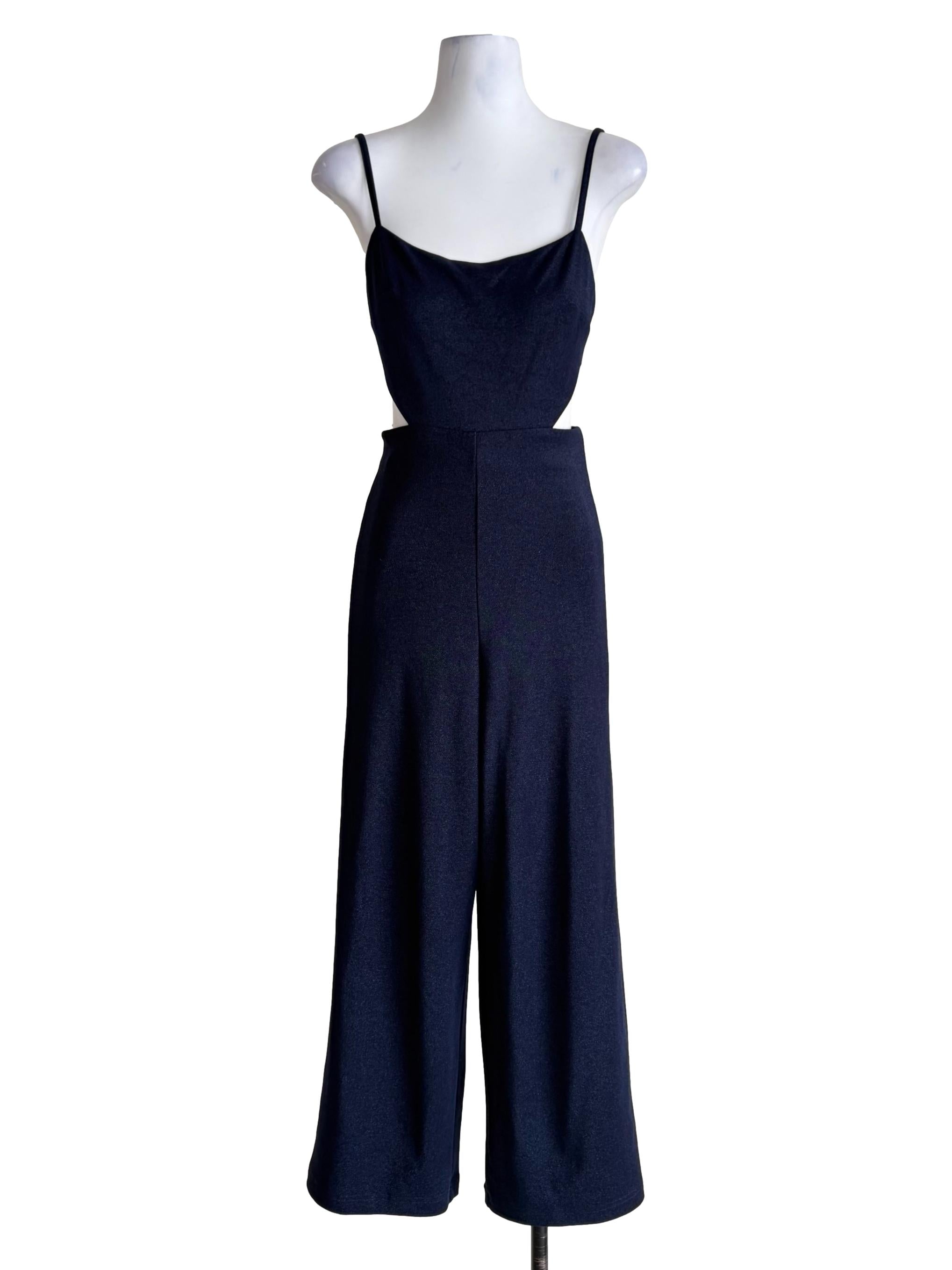 Dark Blue Cut-Out Waist Jumpsuit