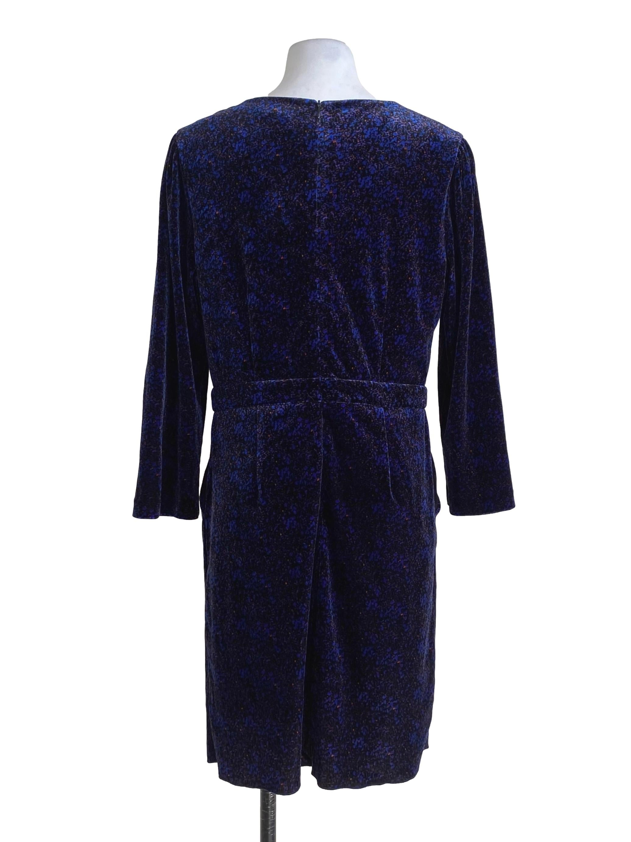 Indigo Blue Multicolor Pattern Drop Waist Dress