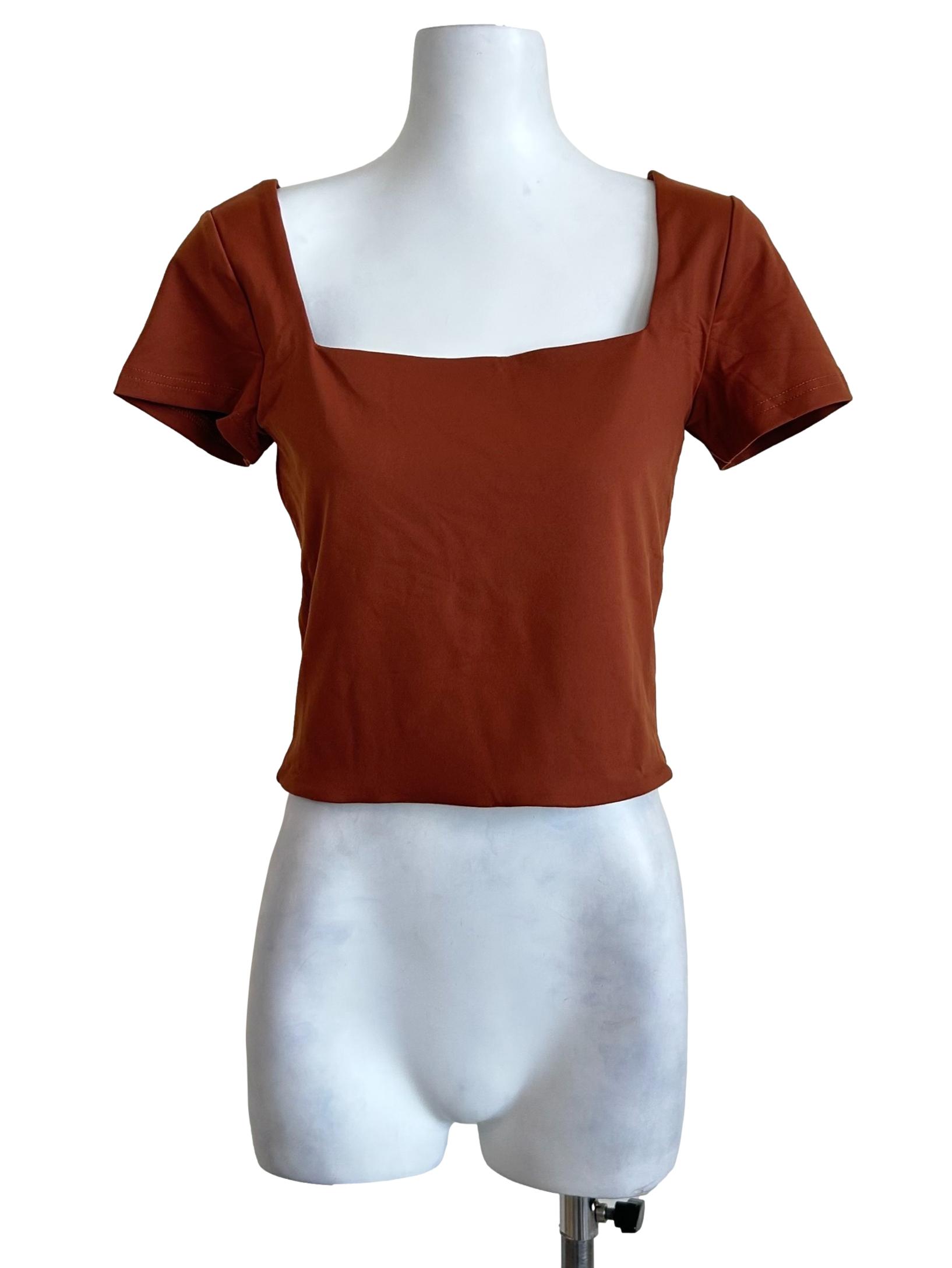 Tawny Brown Square Neck Top