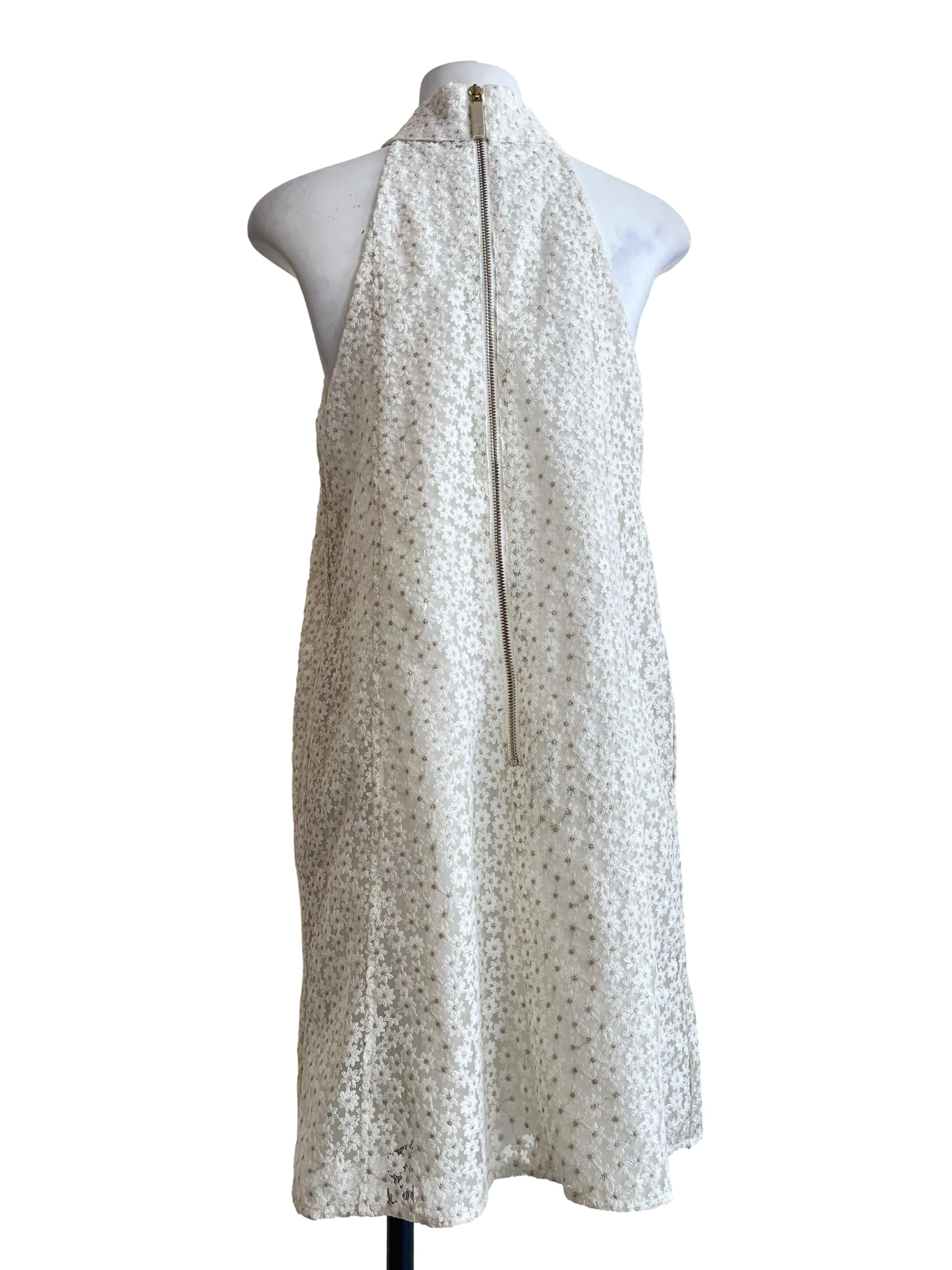 Daisy White Halter Yoke Dress