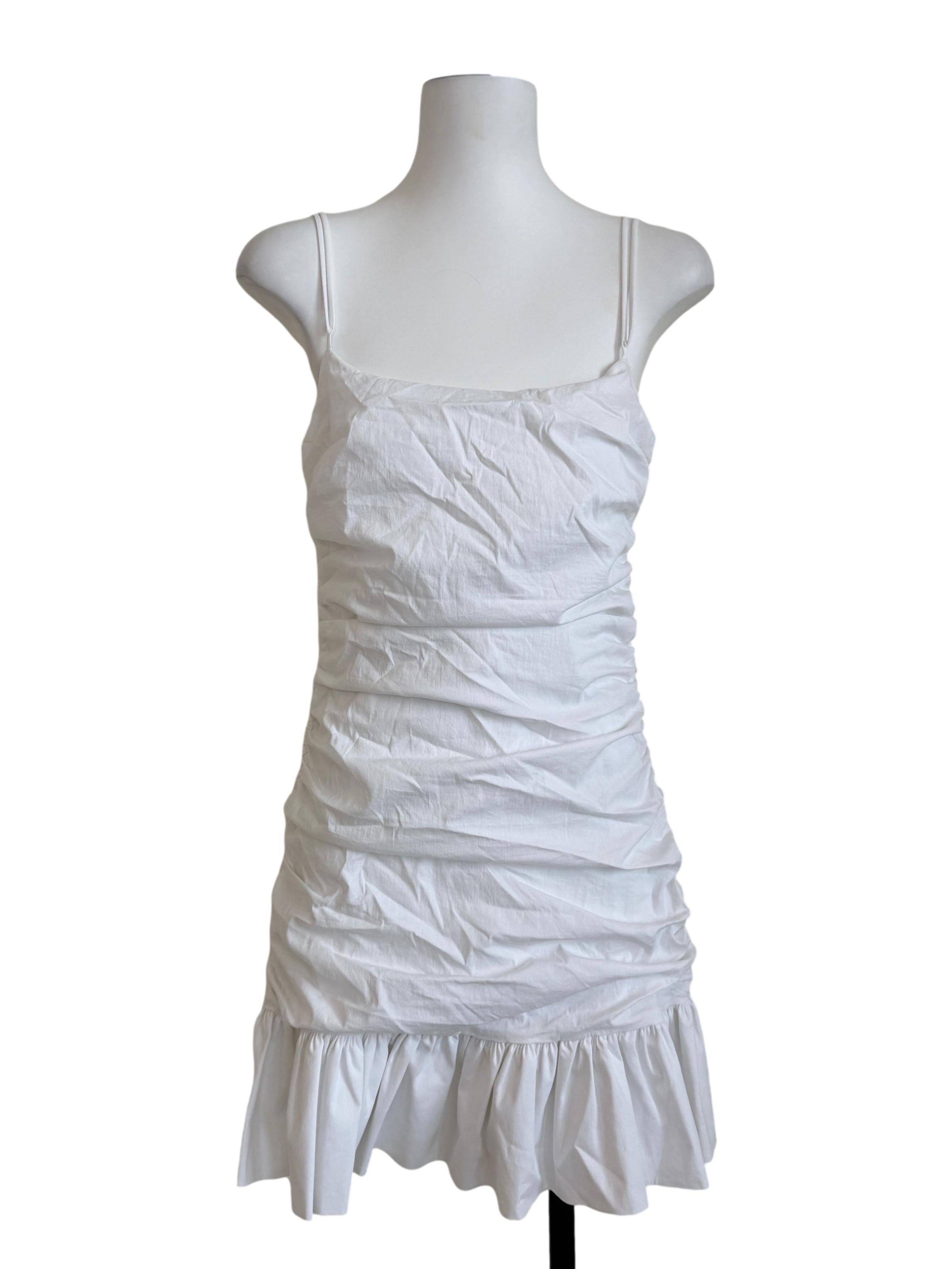 Daisy White Ruched Dress