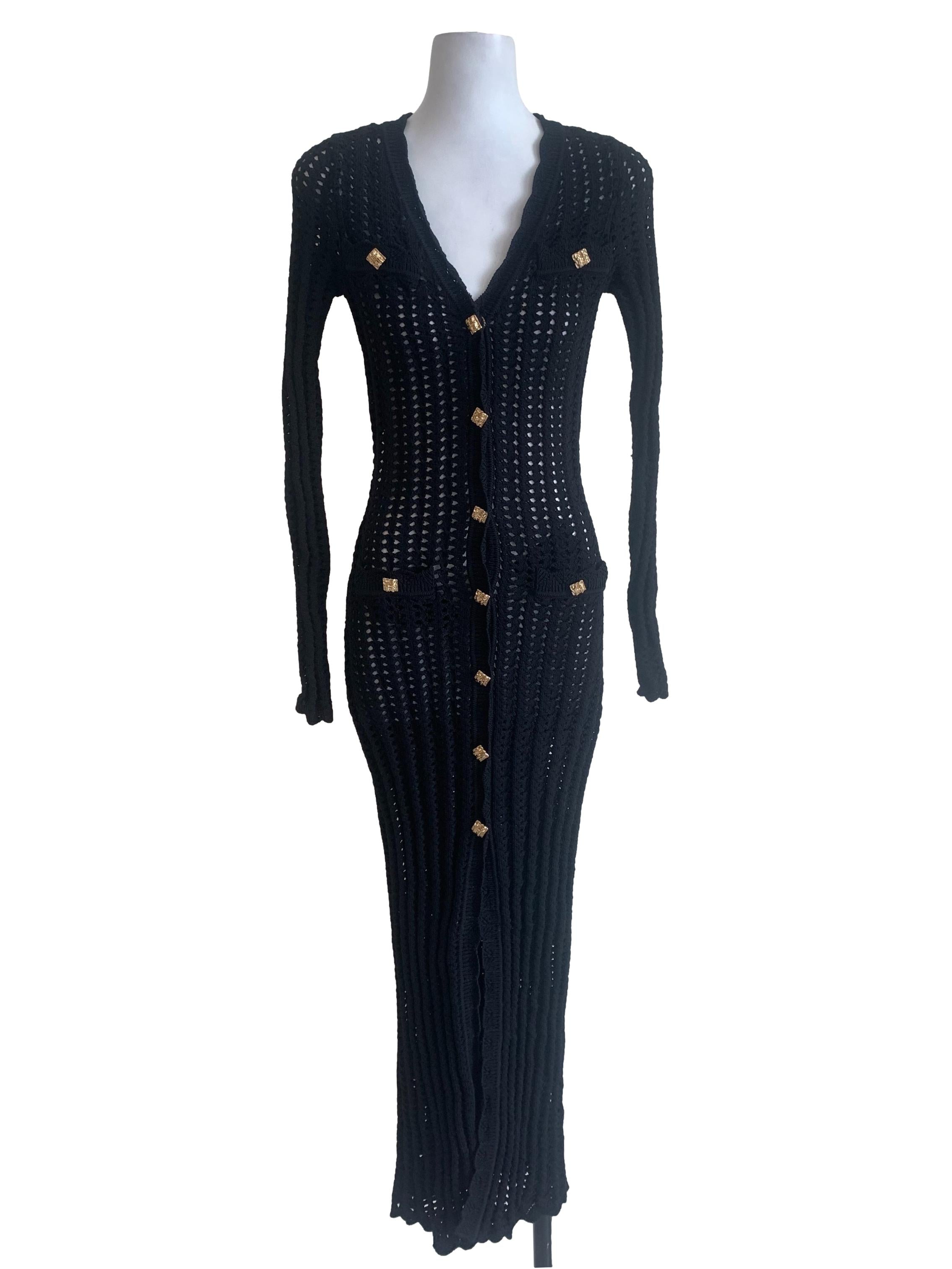 Black Knitted Long Cardigan
