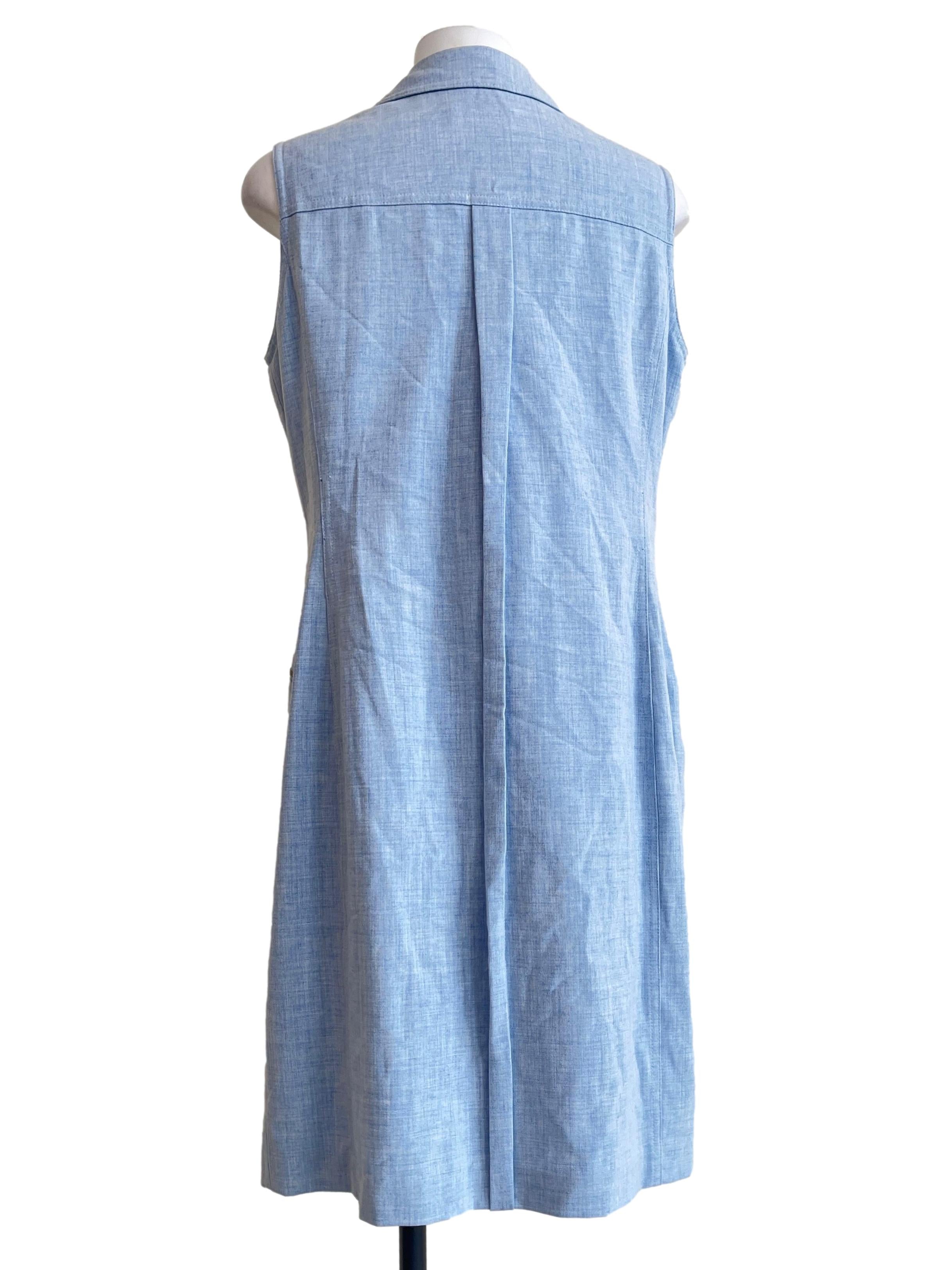 Sky Blue Sleeveless Shirt Dress