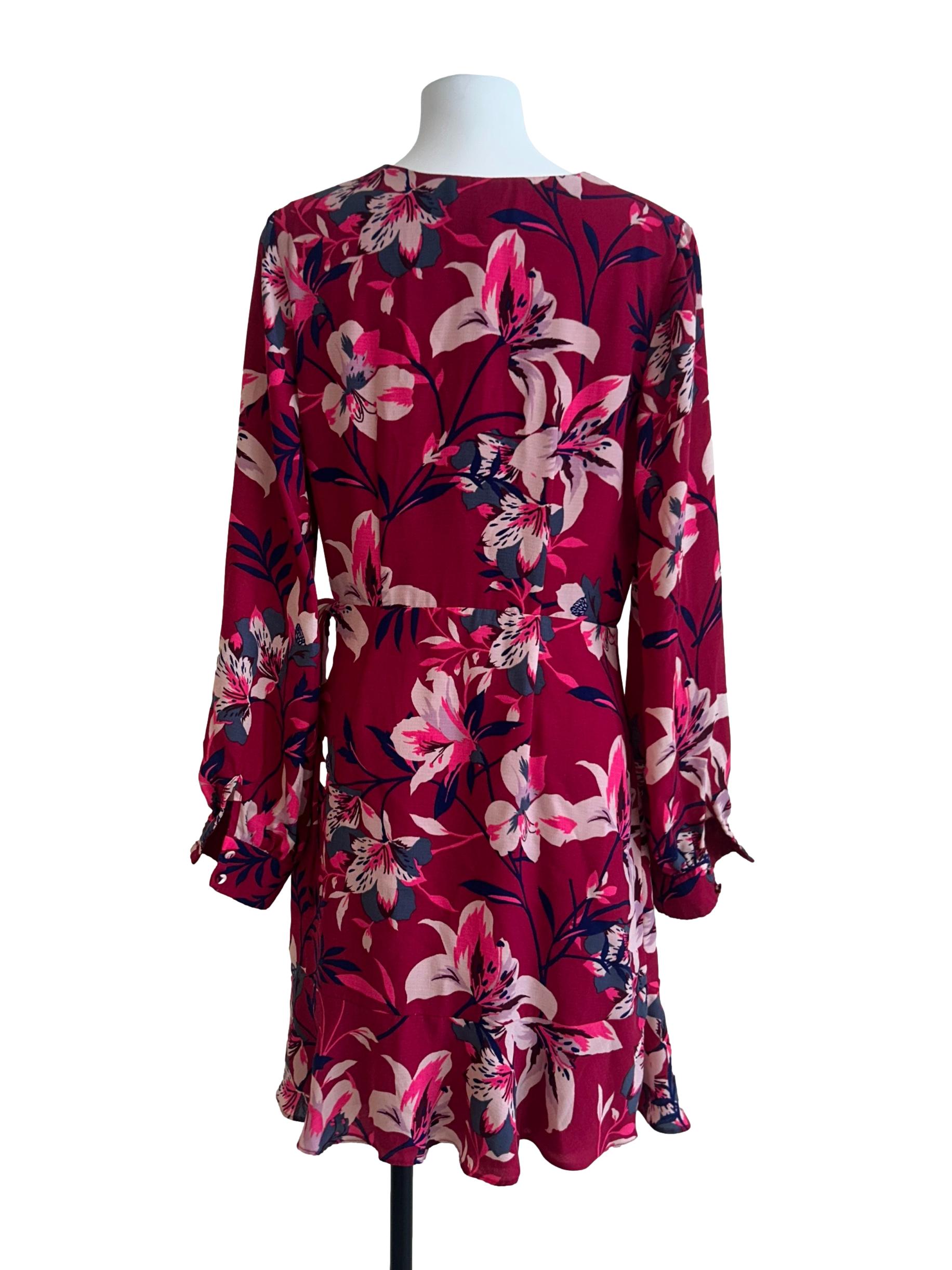 Boysenberry Pink Floral Ruffled Dress