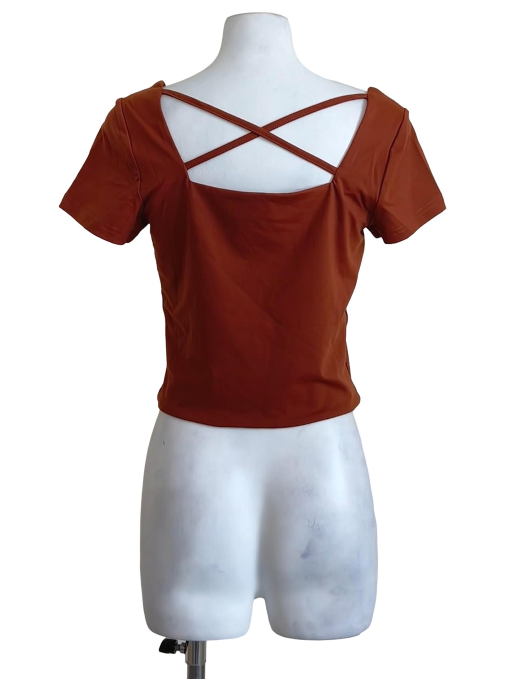 Tawny Brown Square Neck Top