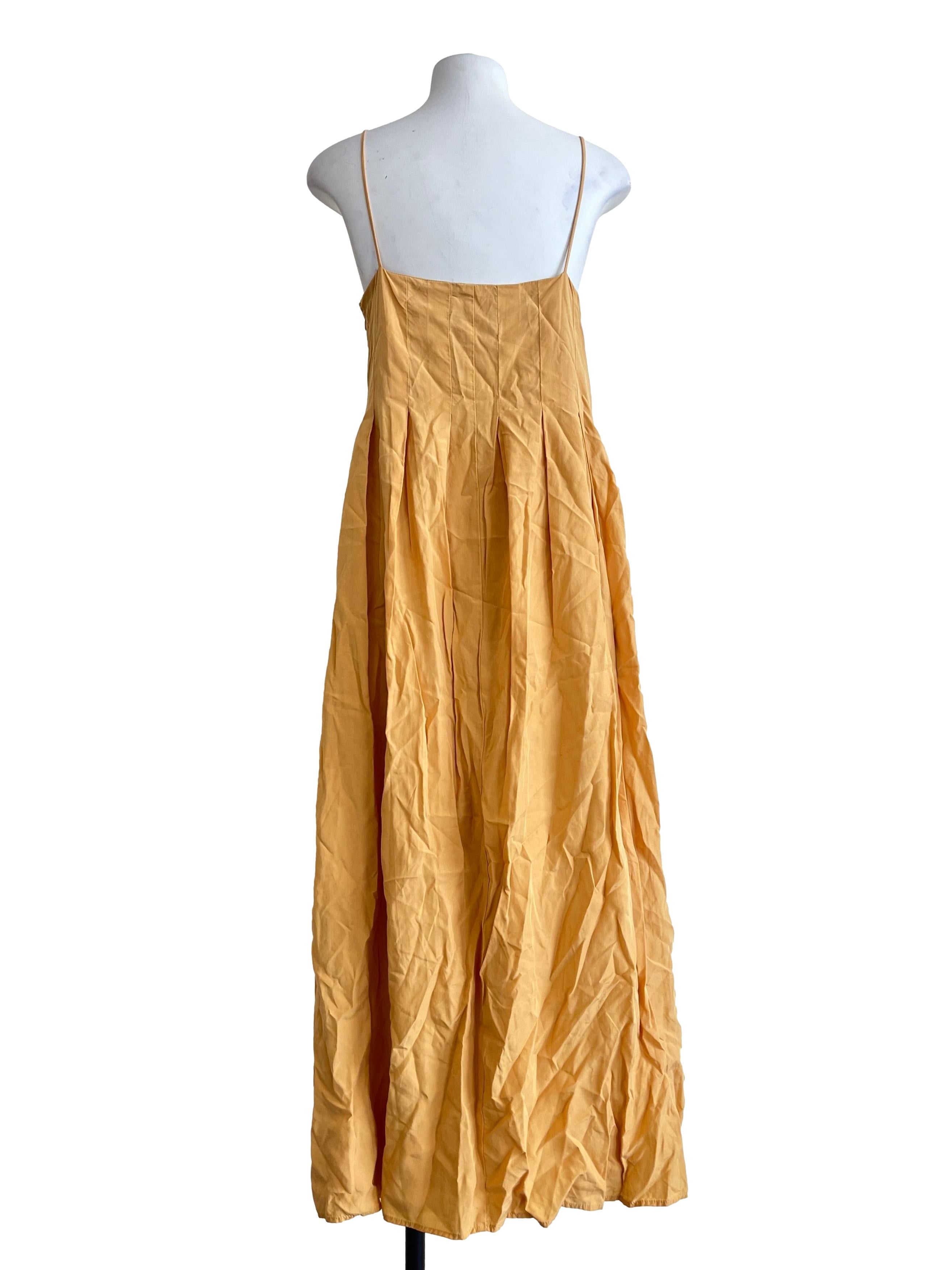 Yellow Viscose Pleated Tent Dress OSN