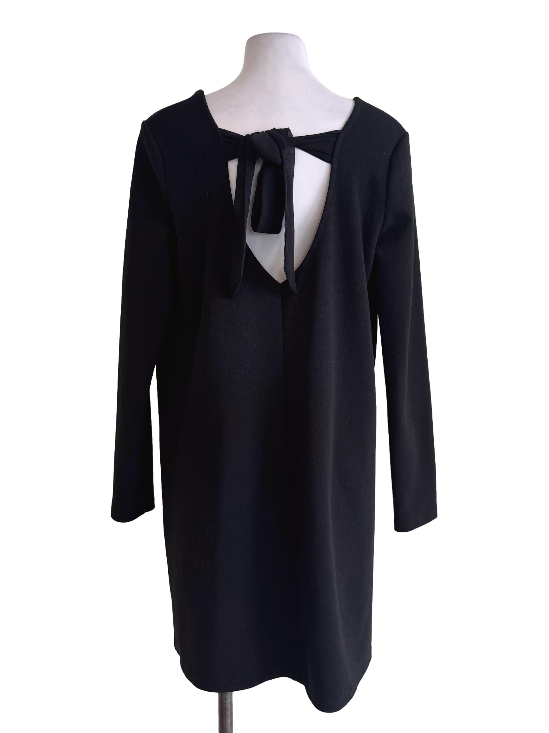 Black Plain Long Sleeve Dress