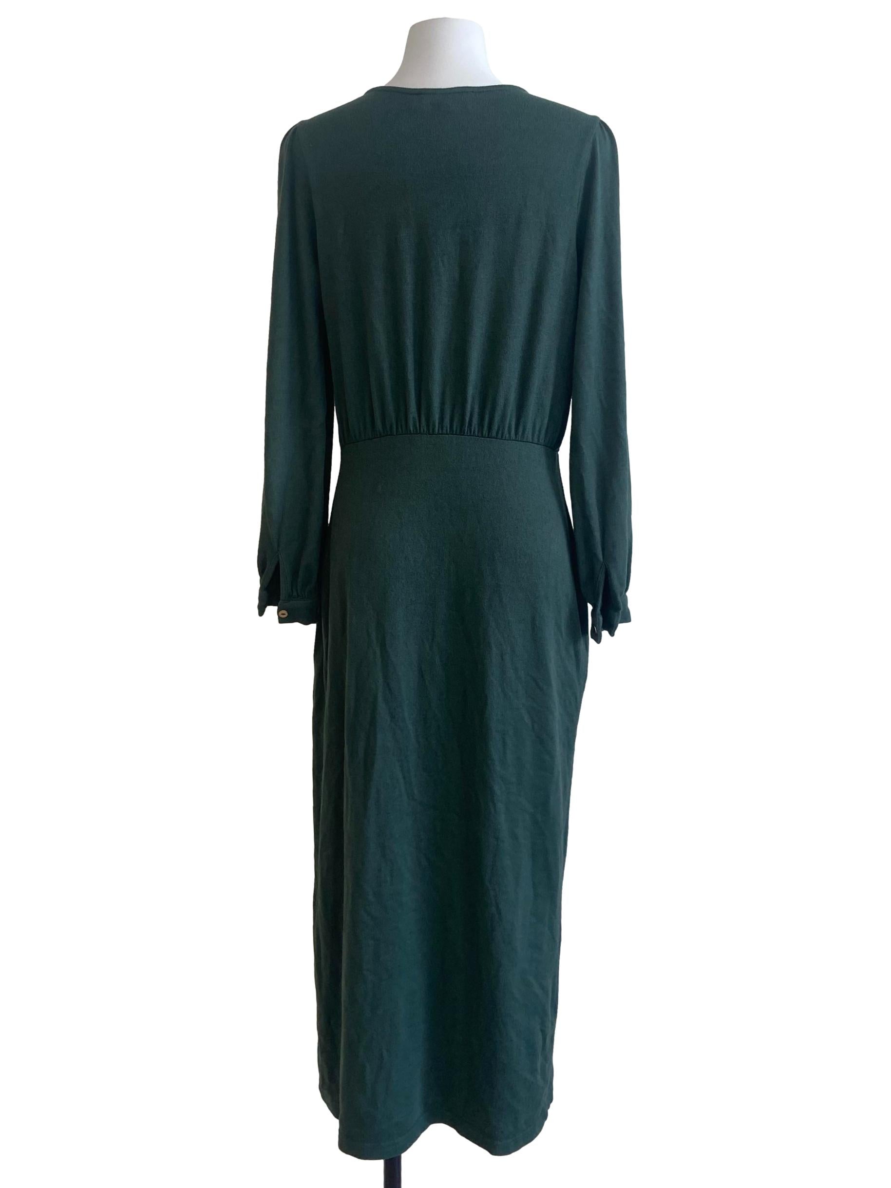 Emerald Green V Neck Slit Dress