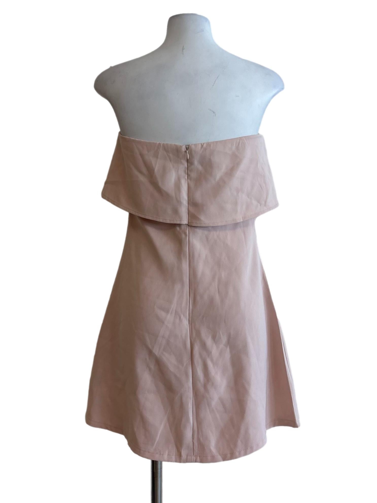 Nude Pink Drape Strapless Dress