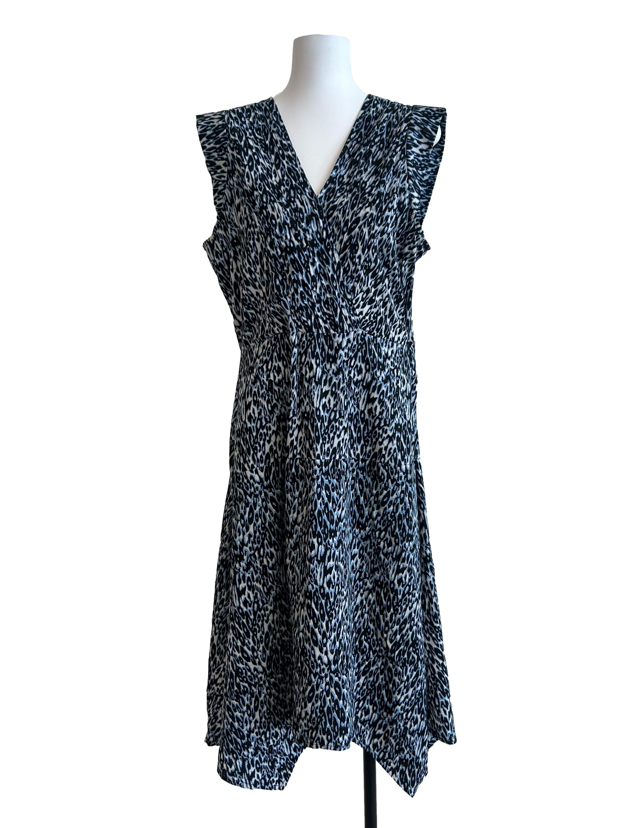 Black And Blue Leopard Print Dress
