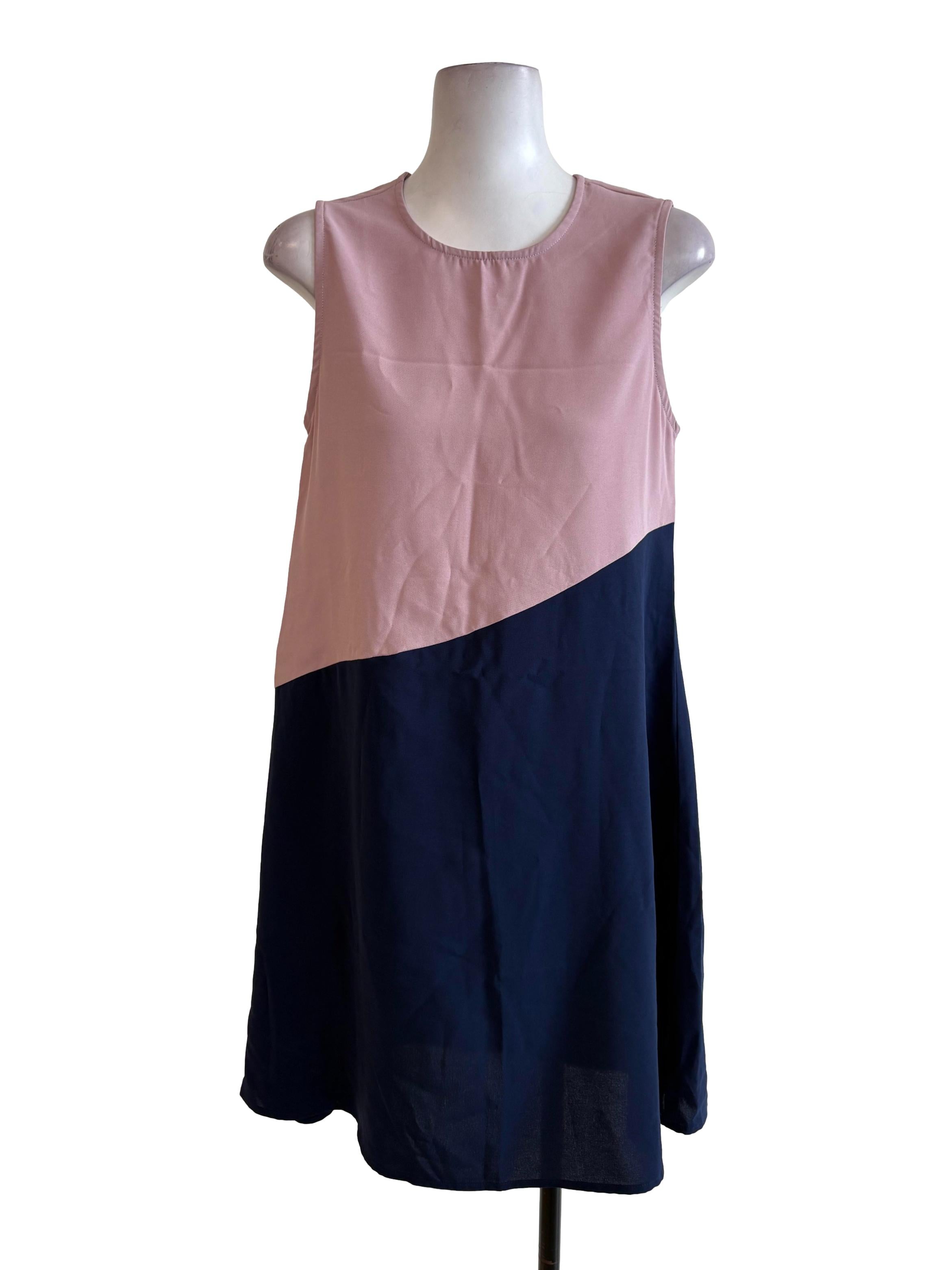 Dusty Pink Blue Flare Dress