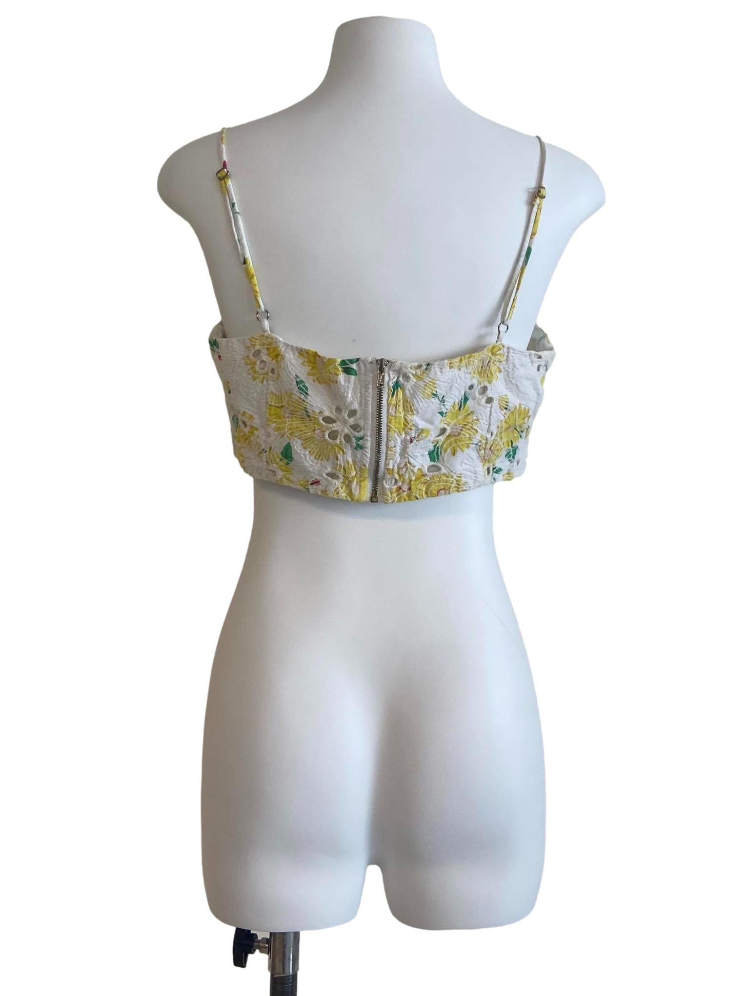 White & Embroidery Floral Crop Top