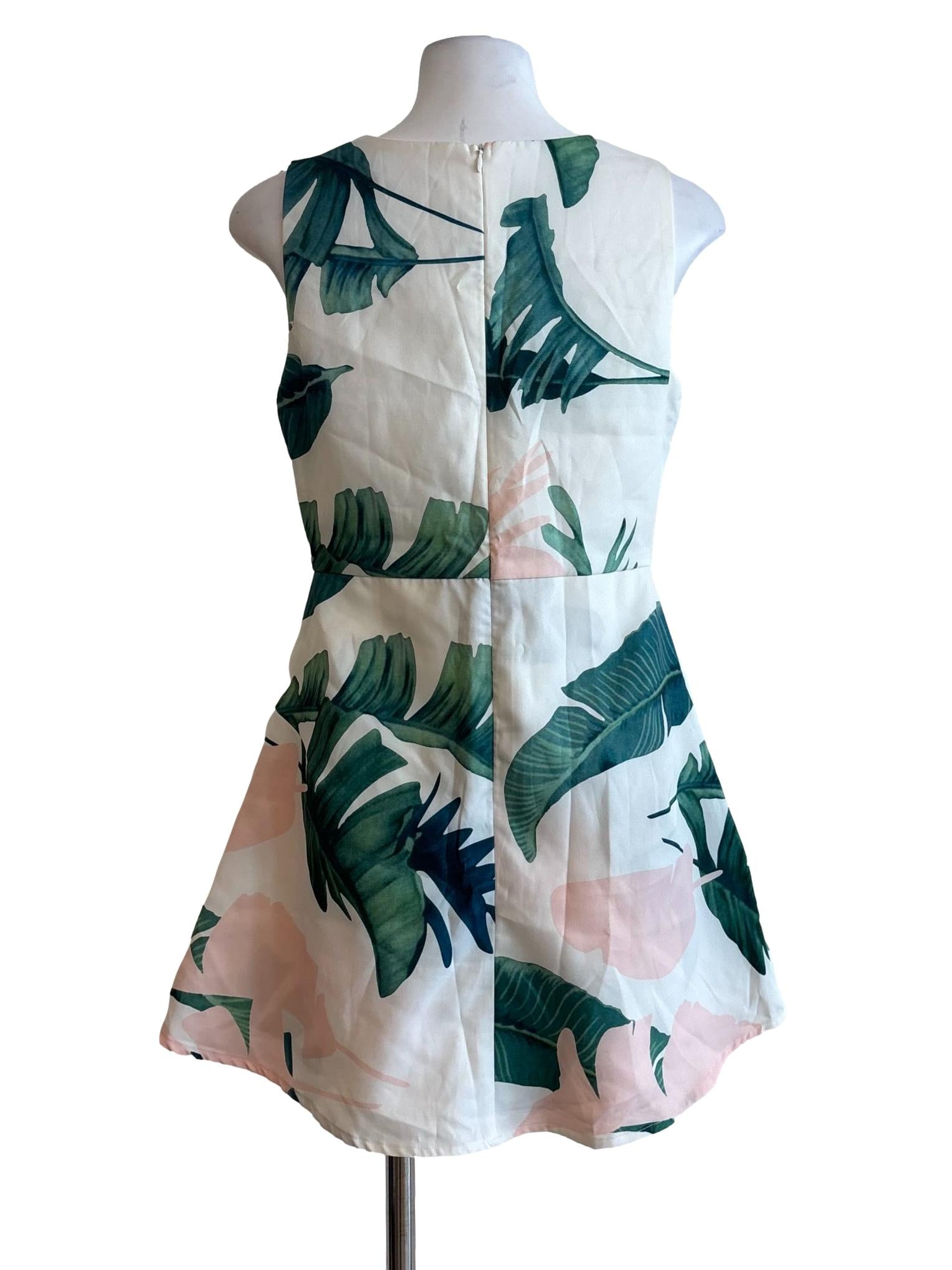 Off White Floral Peplum Pleated Dress