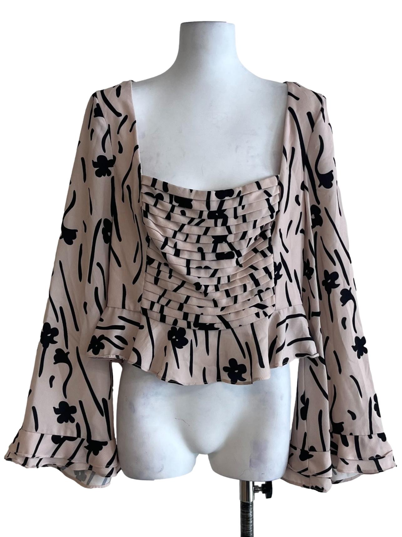 Coconut Beige Square Neckline Blouse