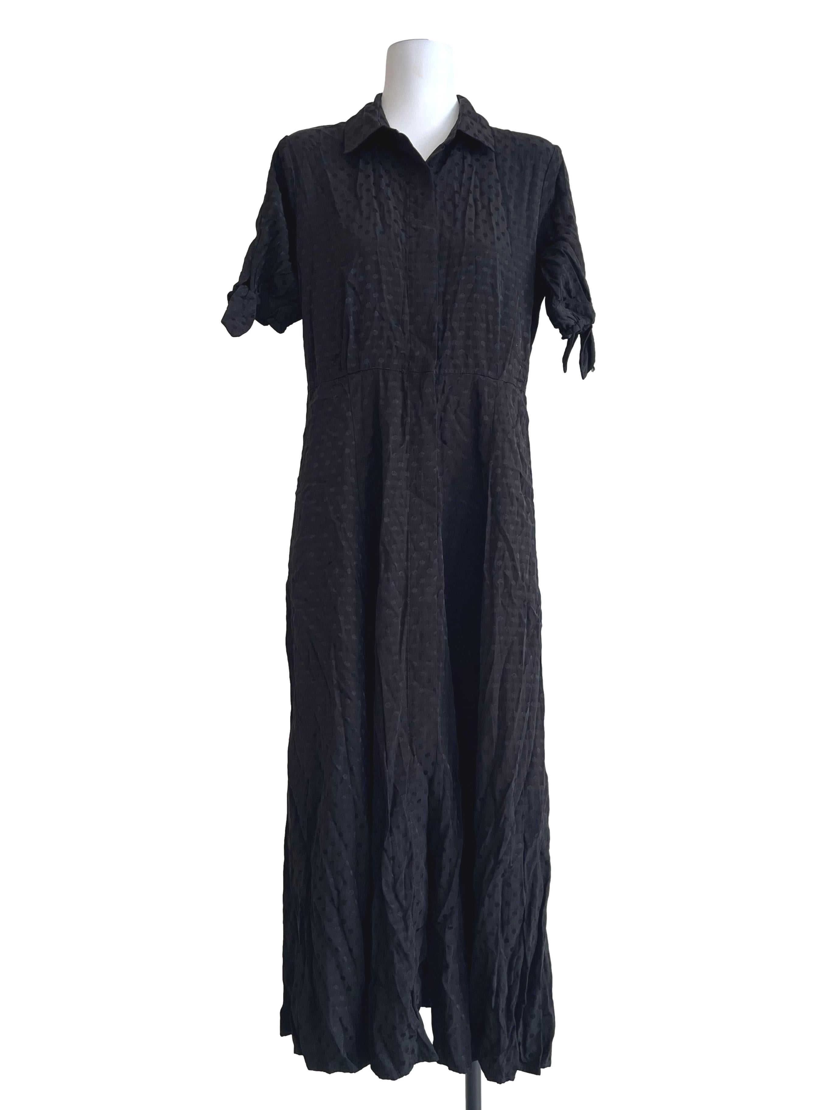 Pitch Black Short Sleeve Shirt Dress
