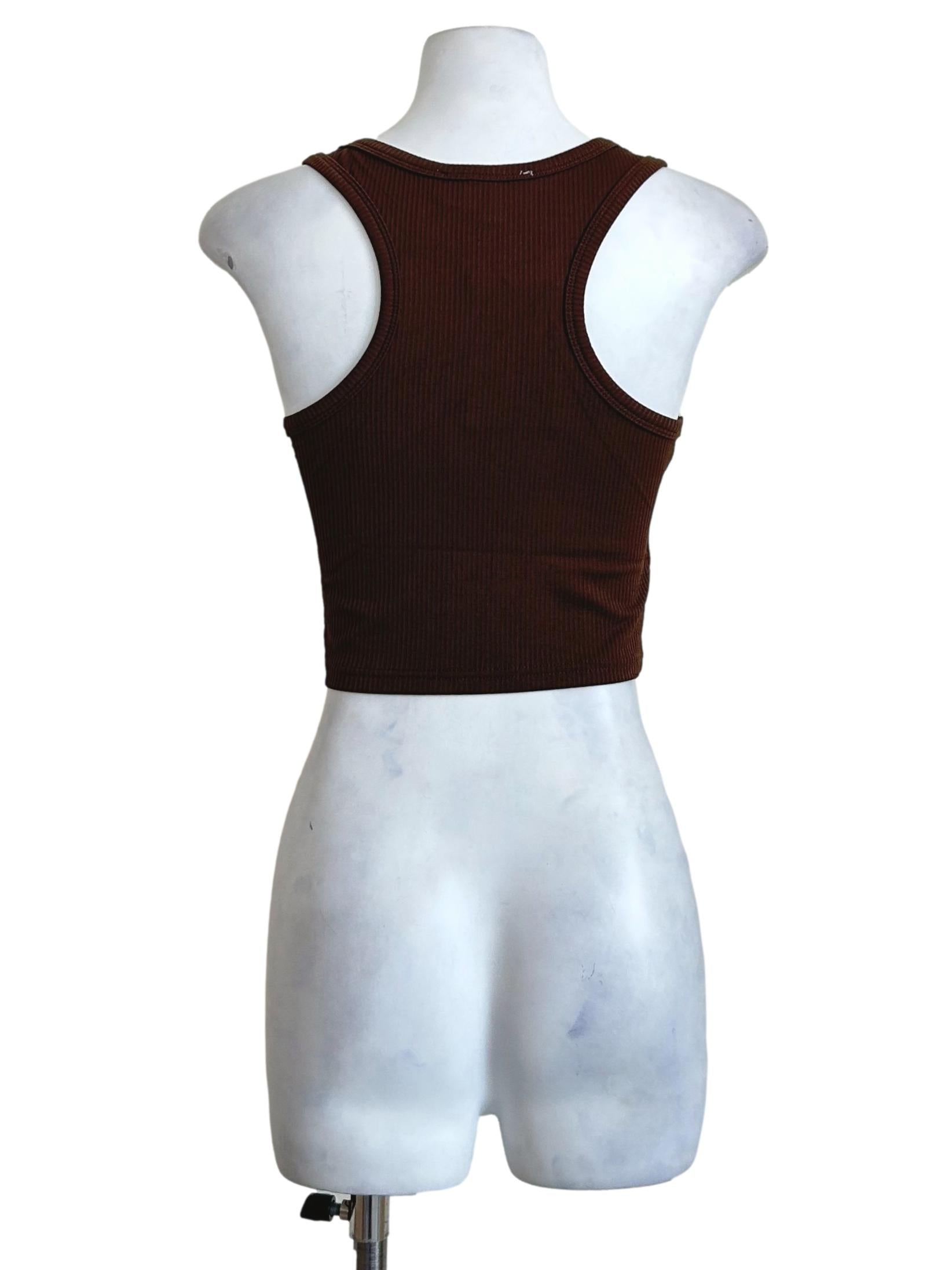 Brown Ribbed Knit Tank Top