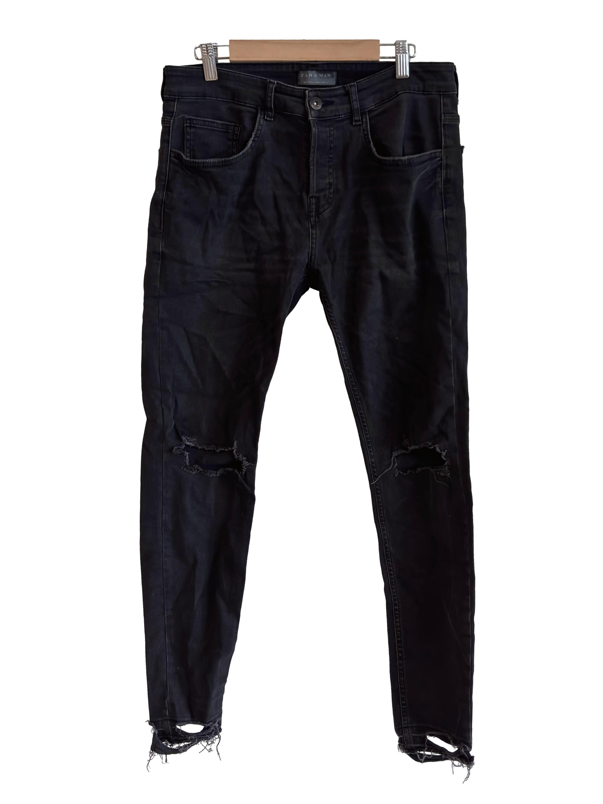 Charcoal Black Ripped Skinny Jean