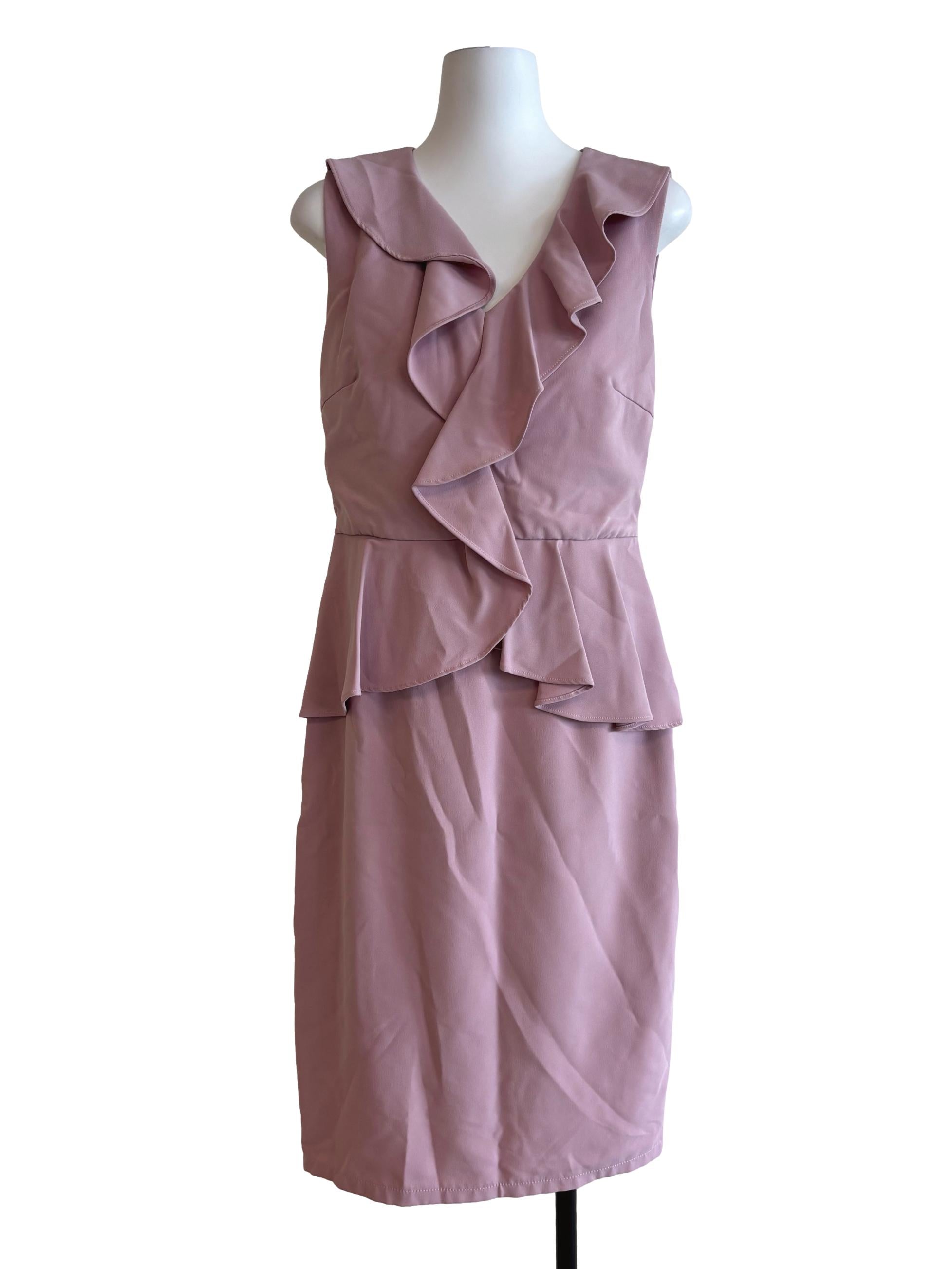 Taffy Pink Ruffle Pencil Dress