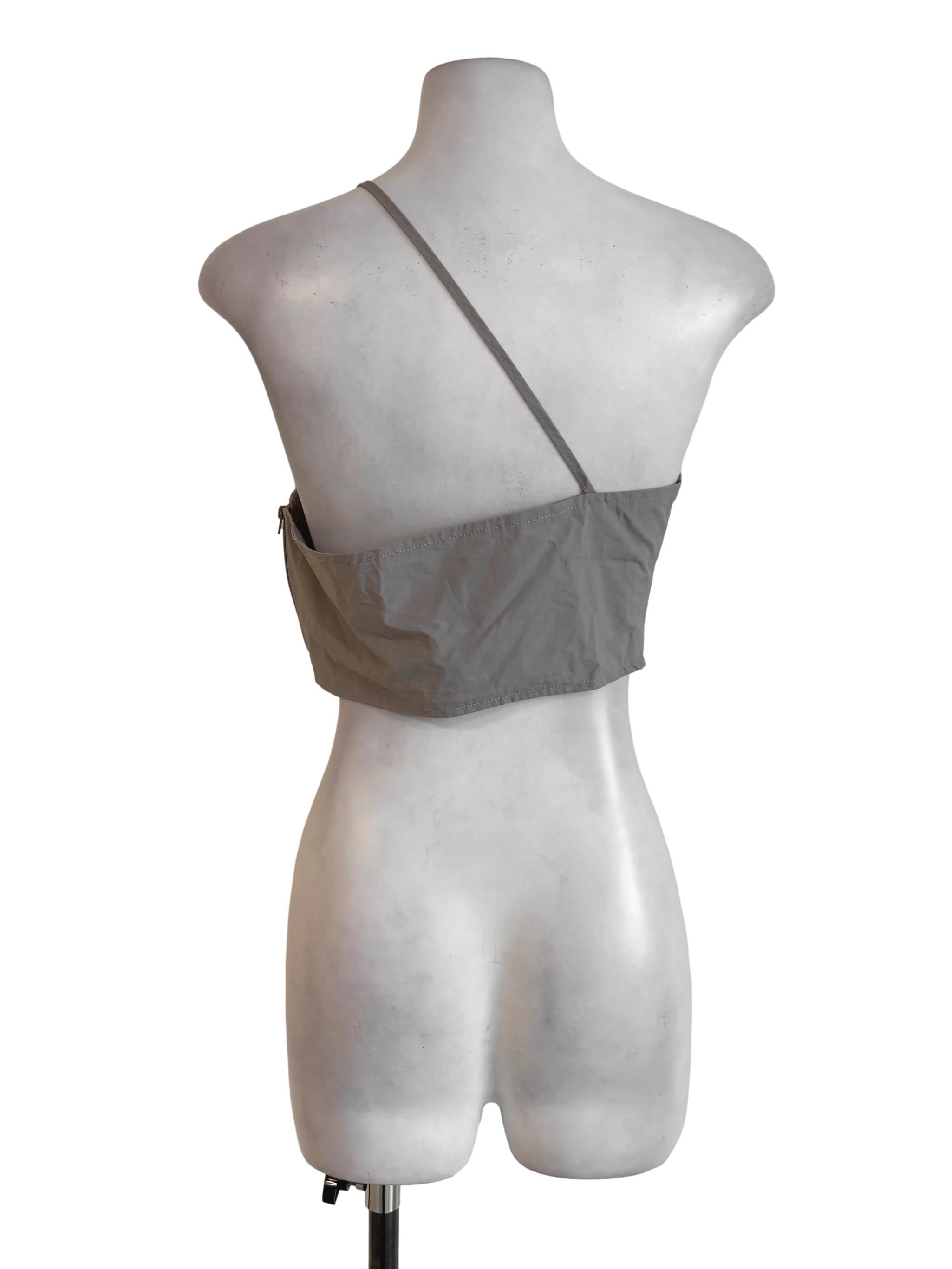 Fossil Grey One Shoulder Crop Top TEM