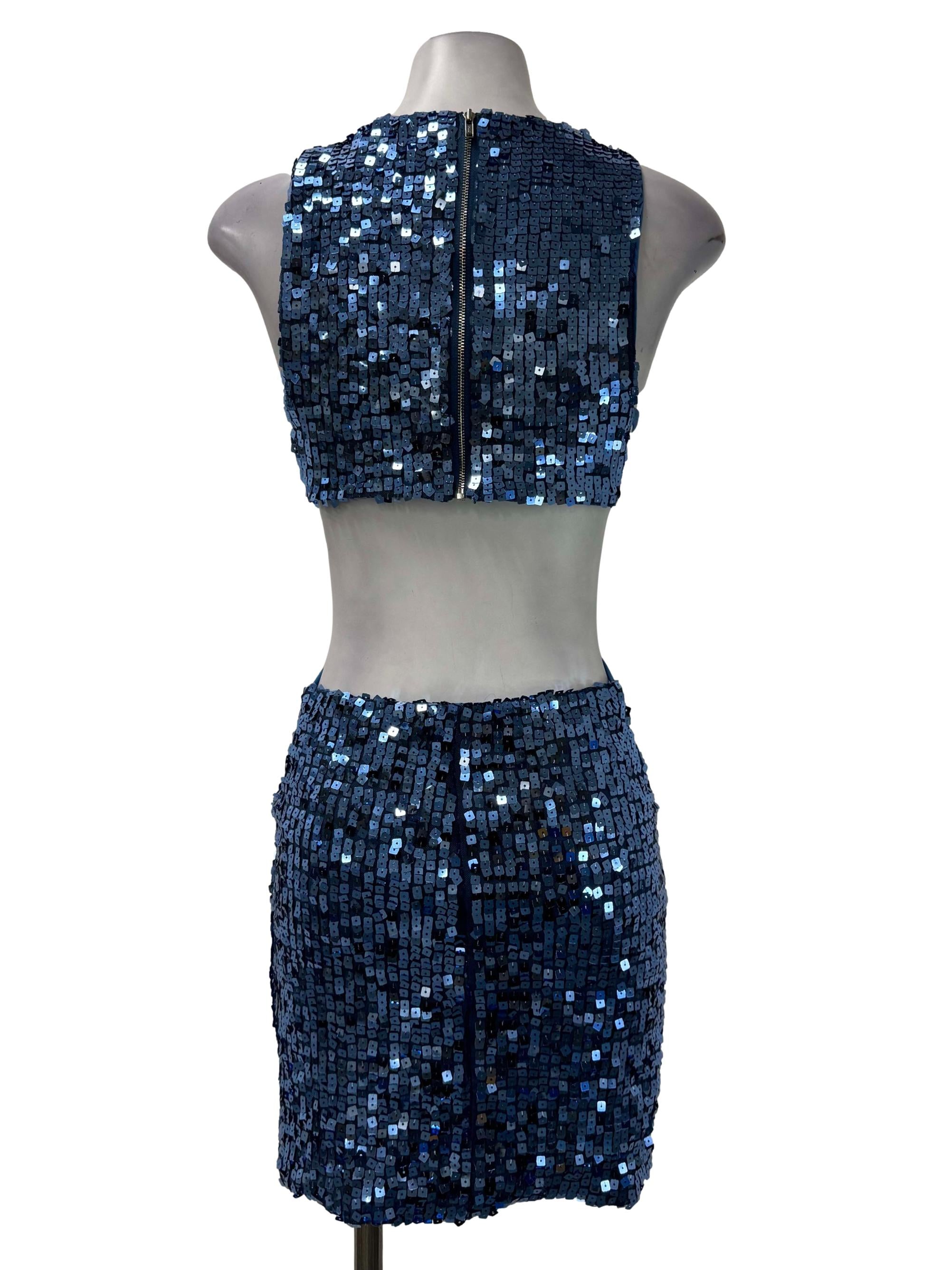 Blue Glitter Bare Back Dress