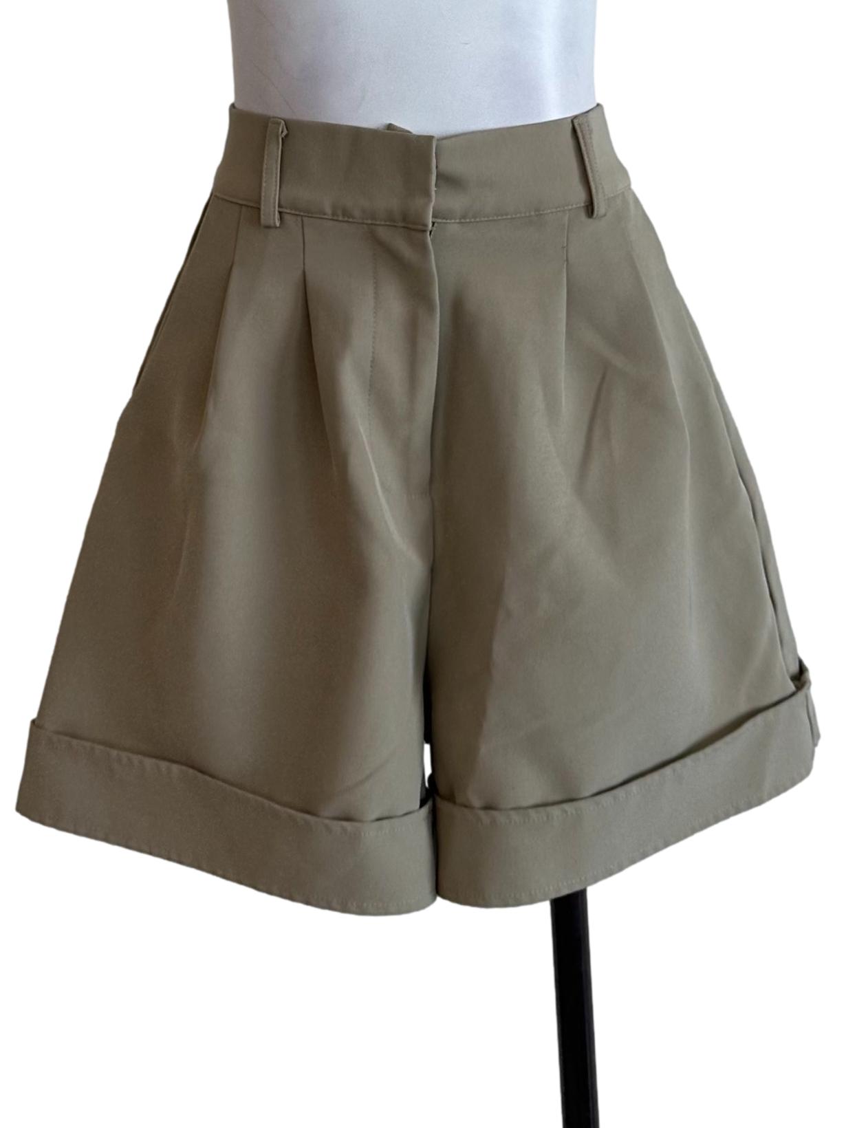 Khaki Beige High Waist Shorts