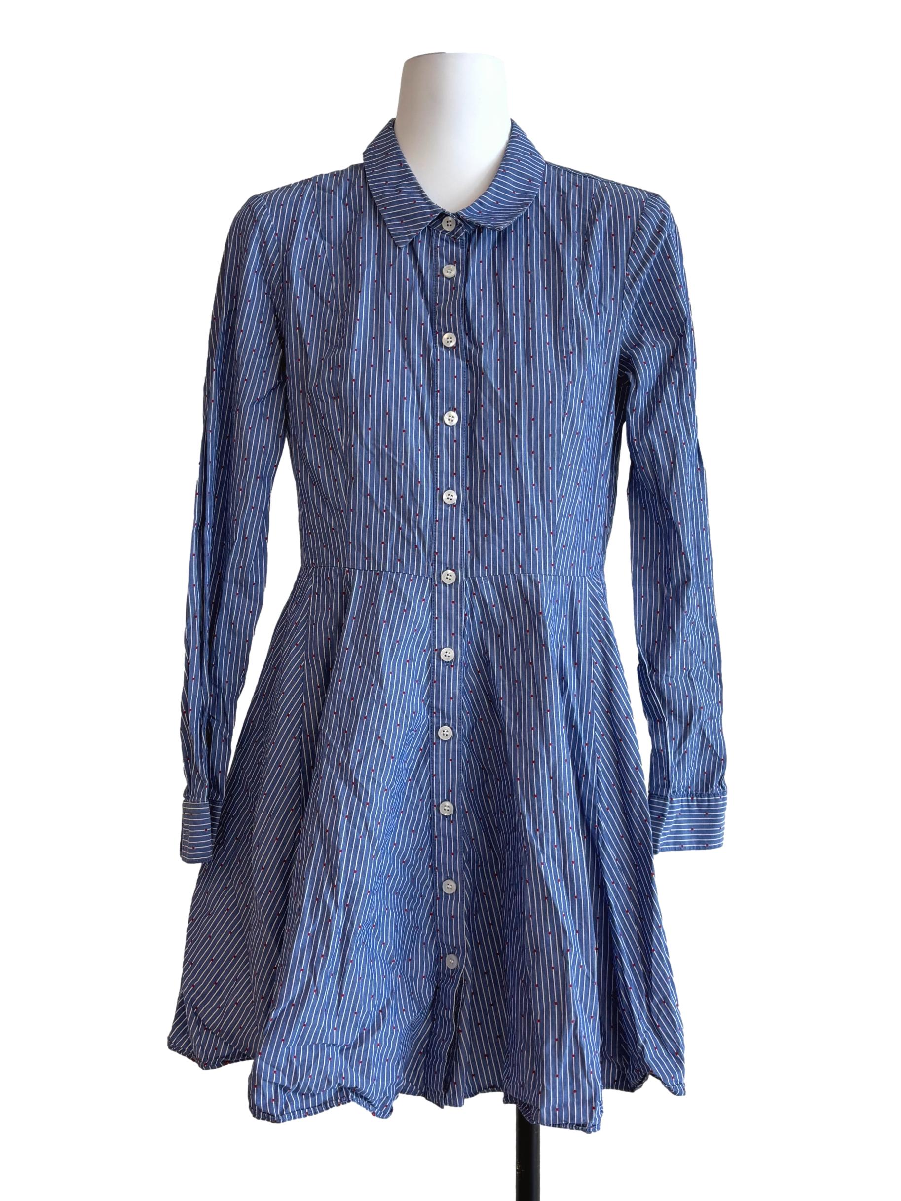 Lapis Blue Striped A-Line Dress