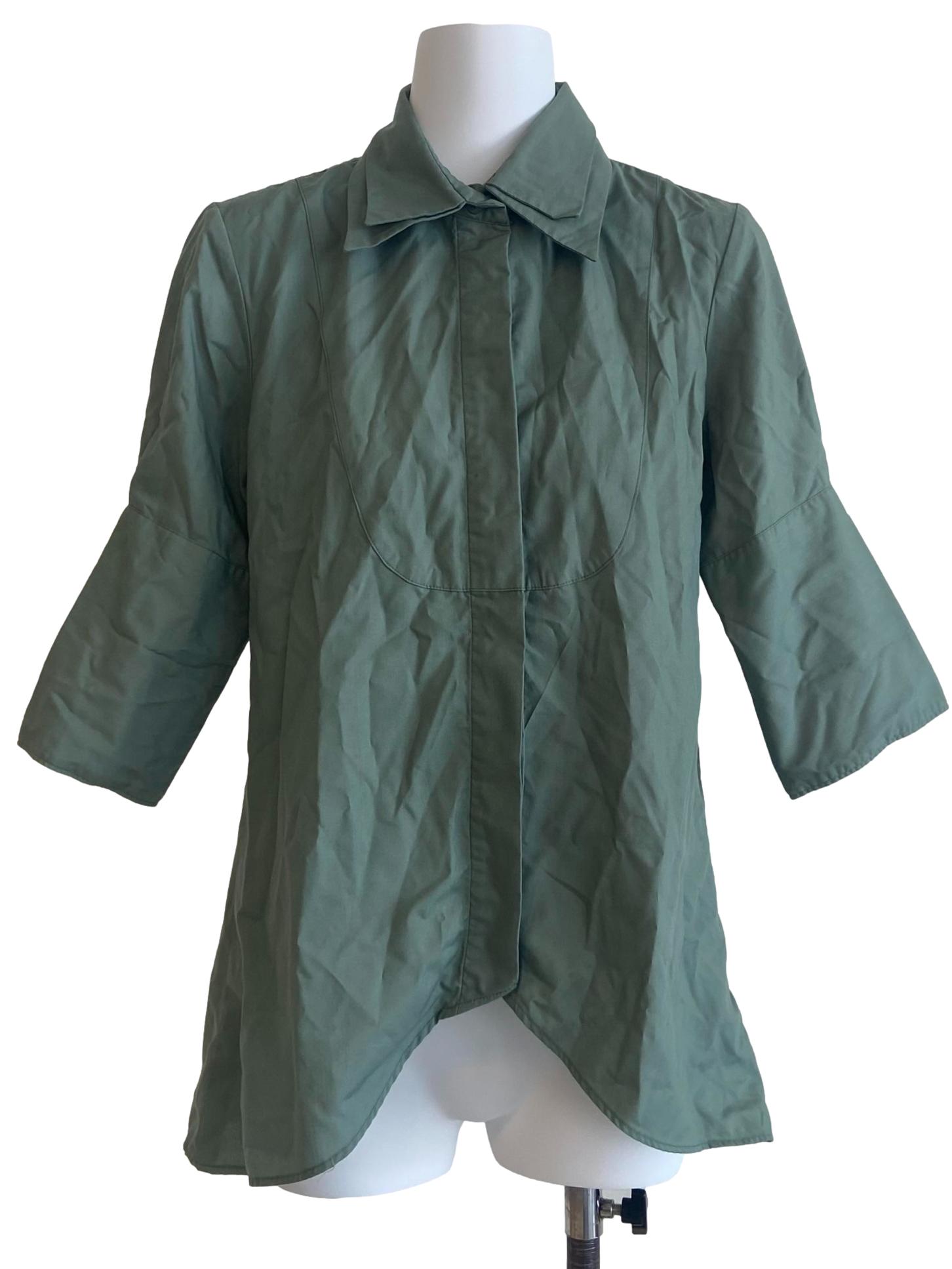 Sage Green Button Down Twill Blouse