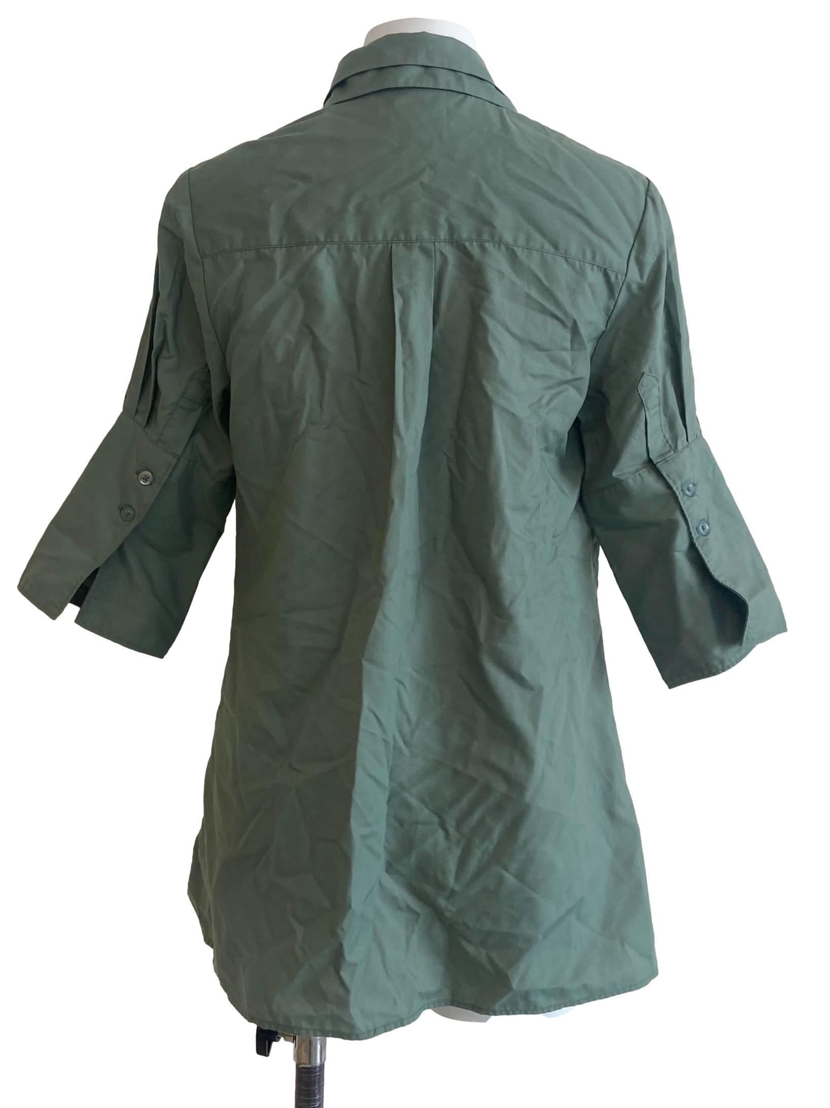 Sage Green Button Down Twill Blouse