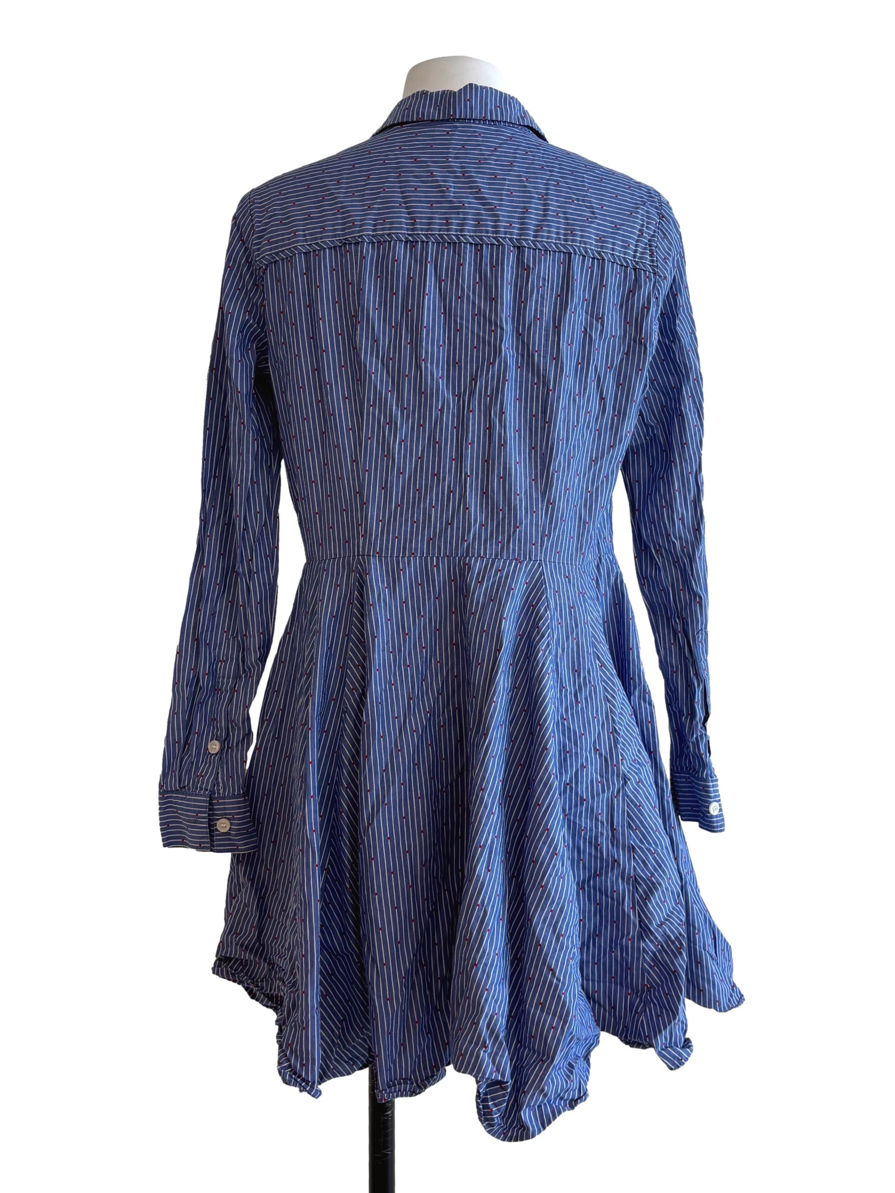 Lapis Blue Striped A-Line Dress