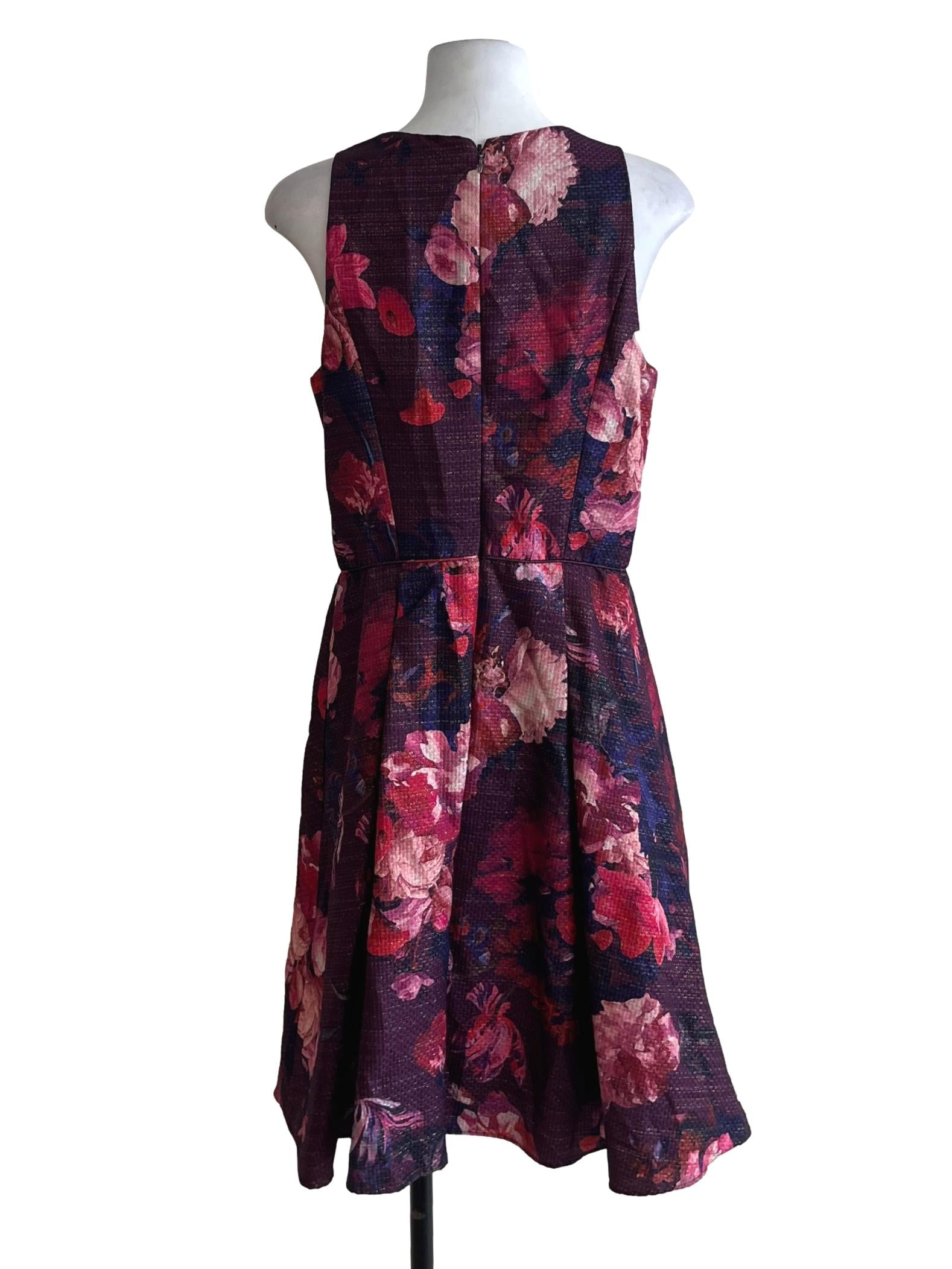 Plum Purple Jewel Neckline A-Line Dress
