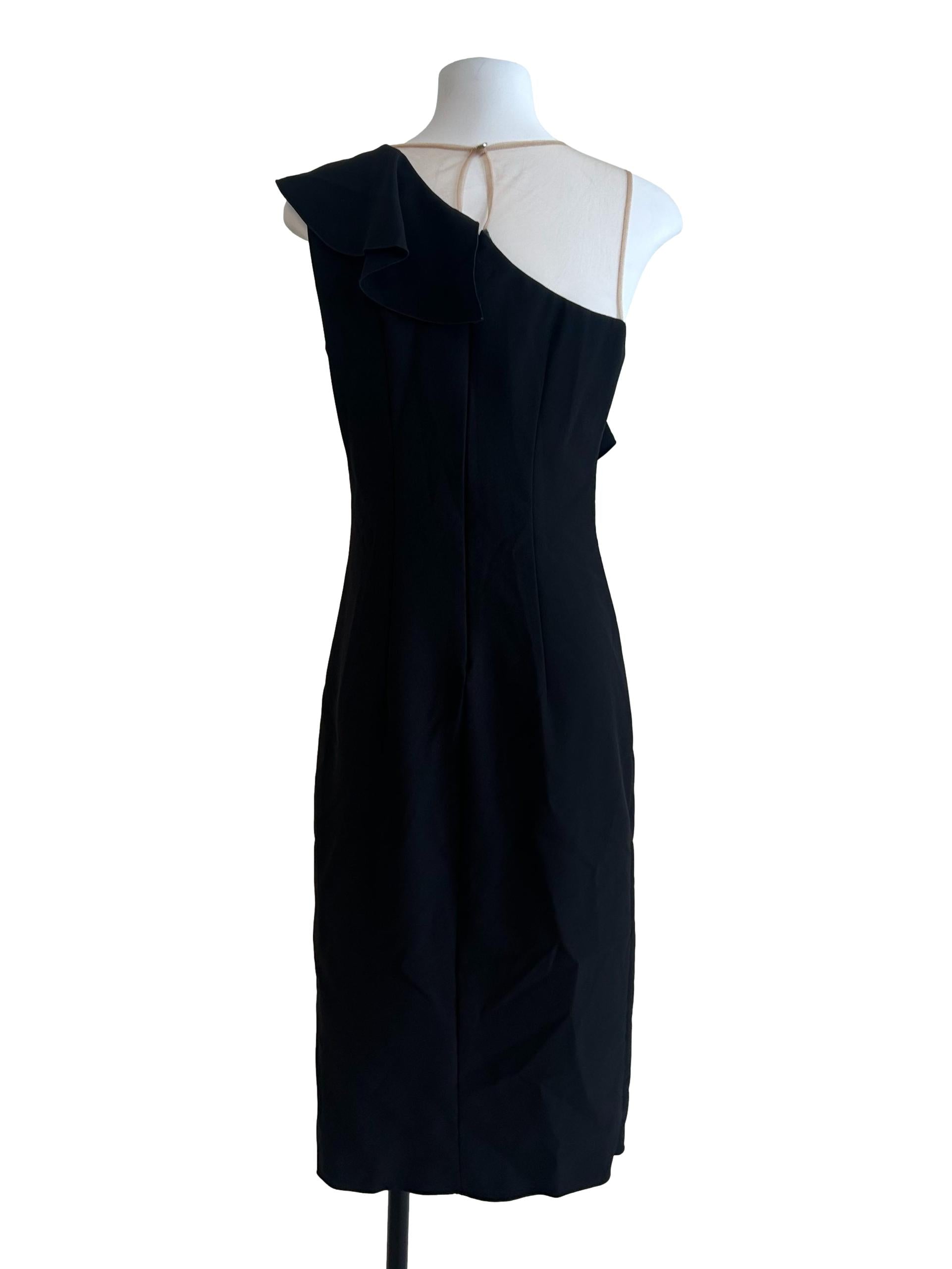 Off Black Mesh Ruffled Dress