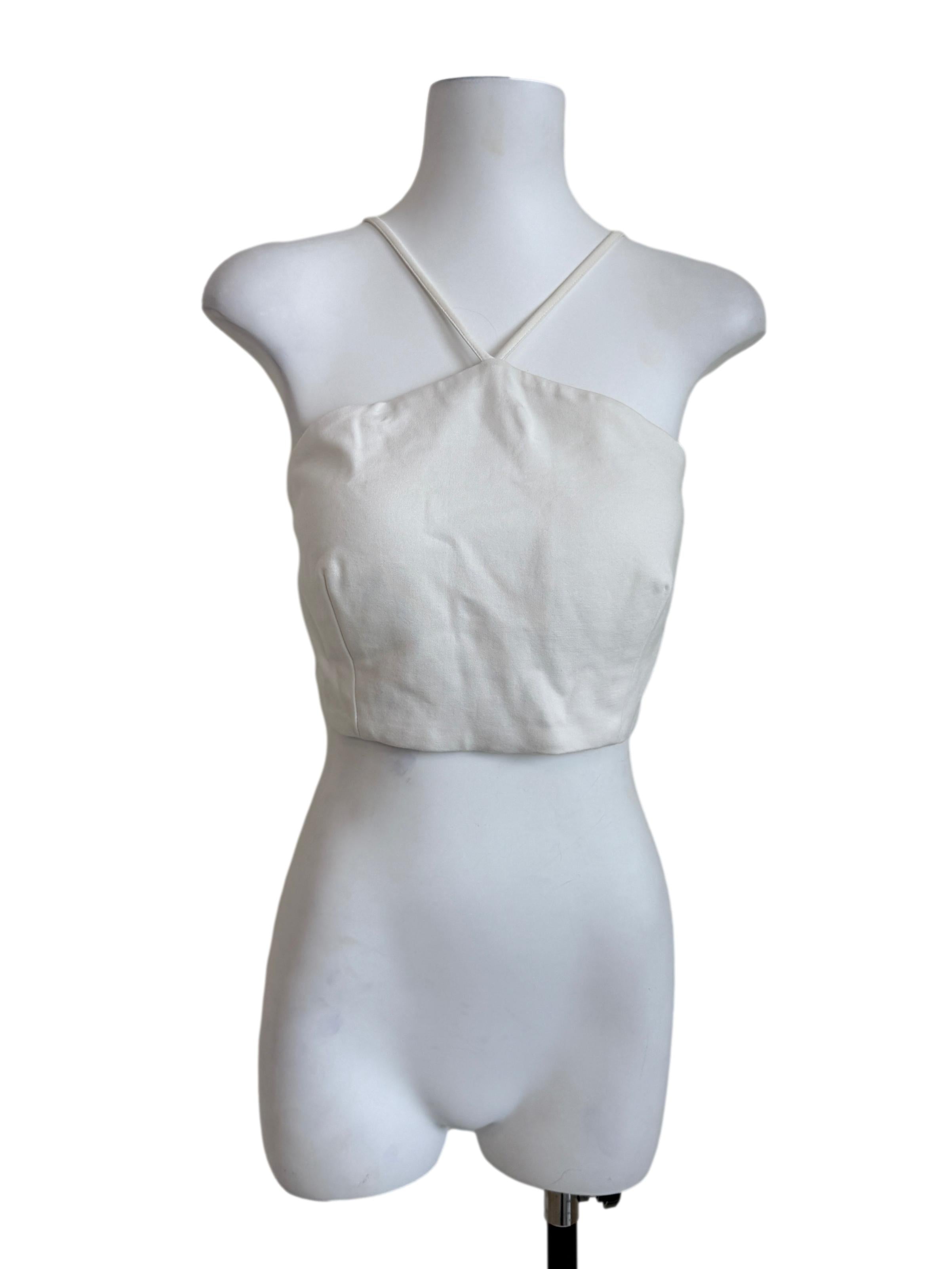 Pearl White Halter Neck Crop Top