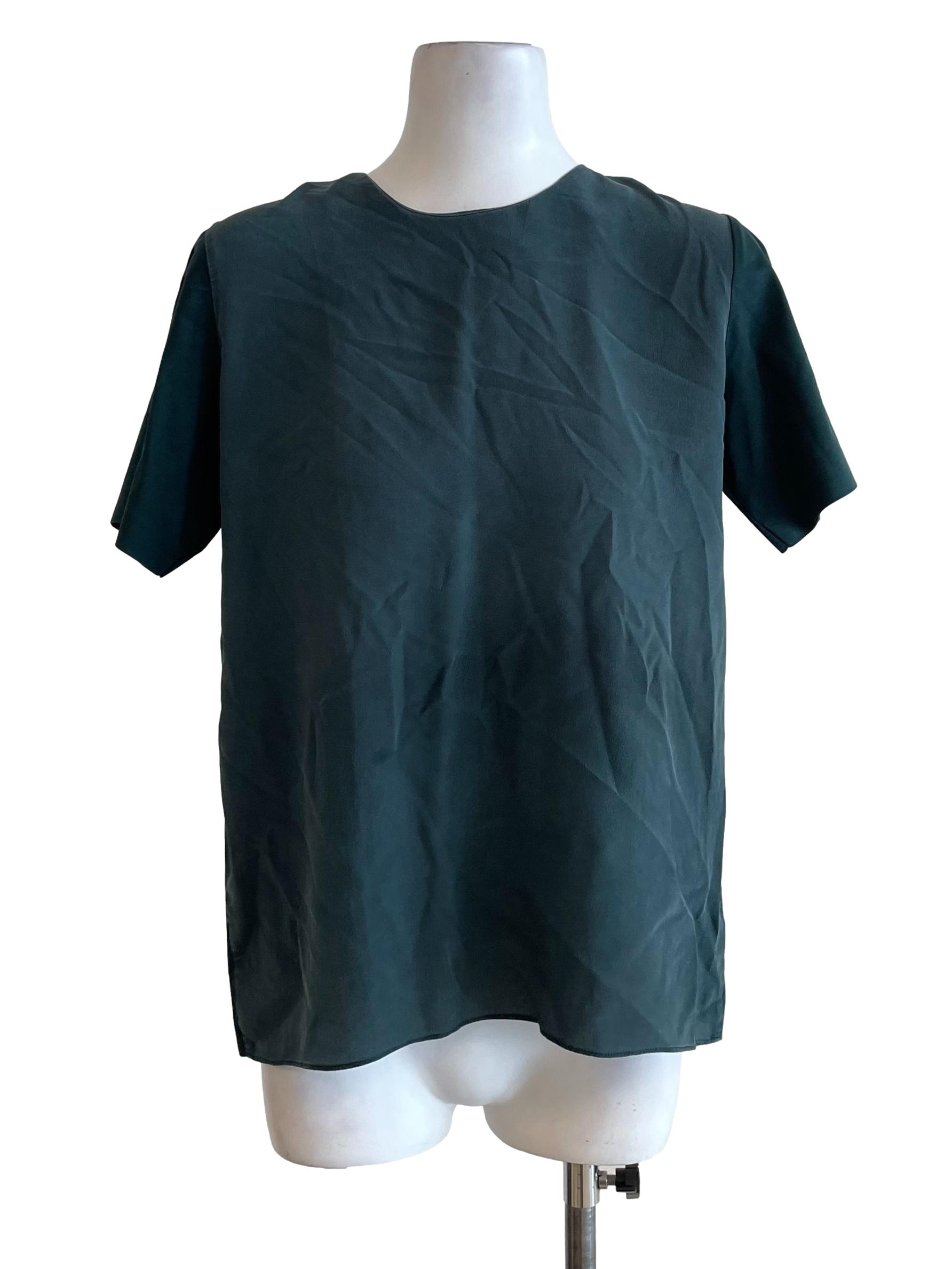Pine Green Textured Contrast Top