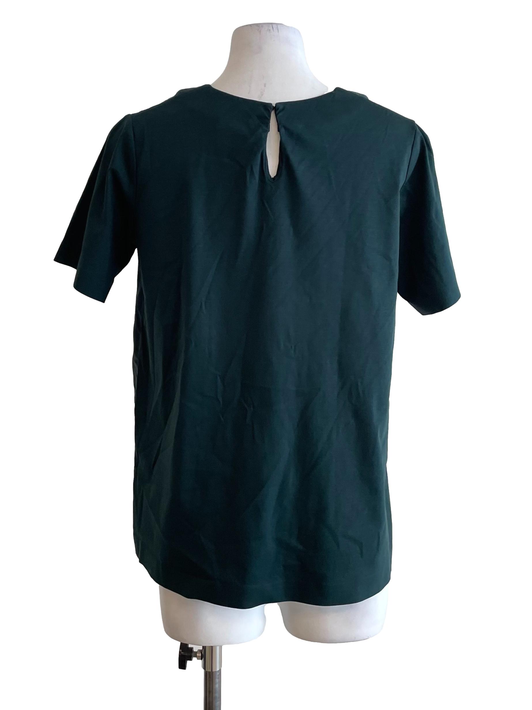Pine Green Textured Contrast Top